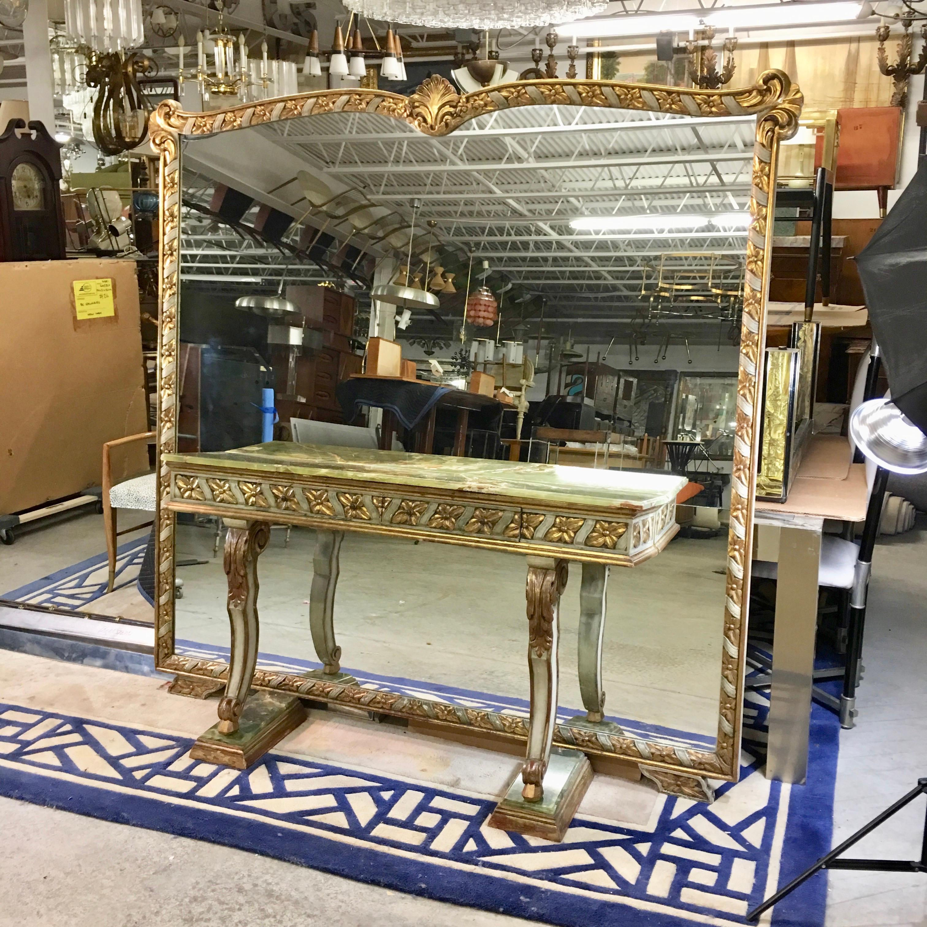 Wall Size Italian Hall Mirror with Onyx Console 11