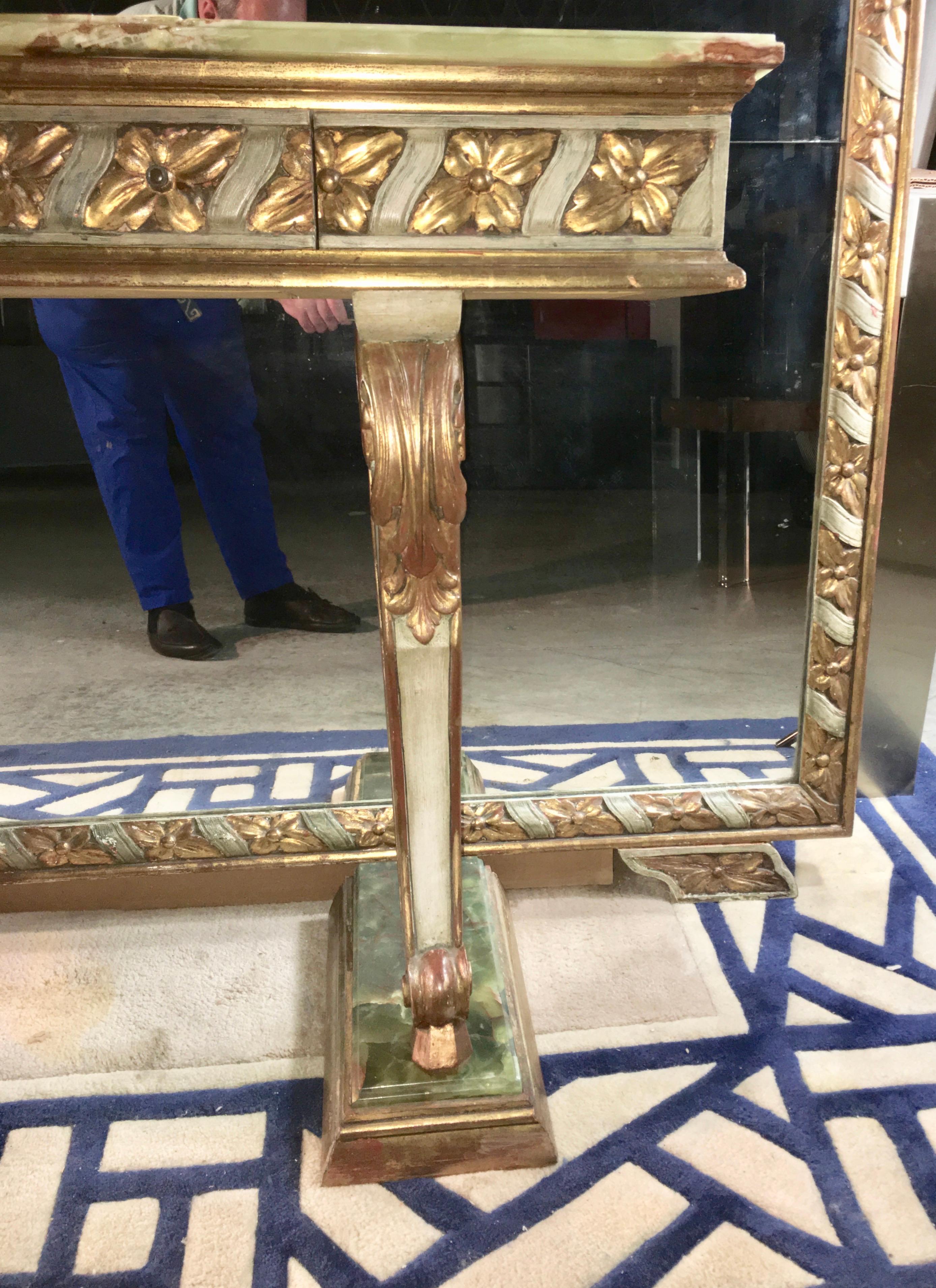 Wall Size Italian Hall Mirror with Onyx Console 1