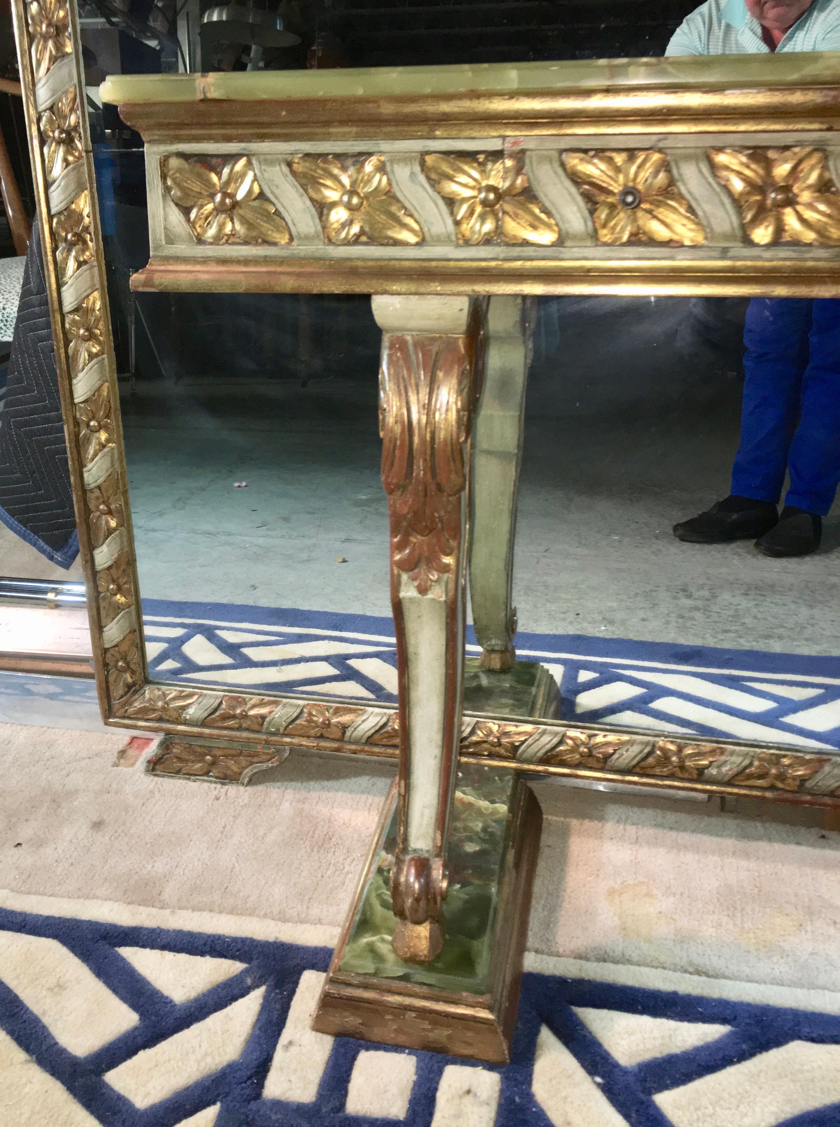 Wall Size Italian Hall Mirror with Onyx Console 2