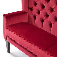 Divano a muro capitonné con velluto rosso, blu o verde