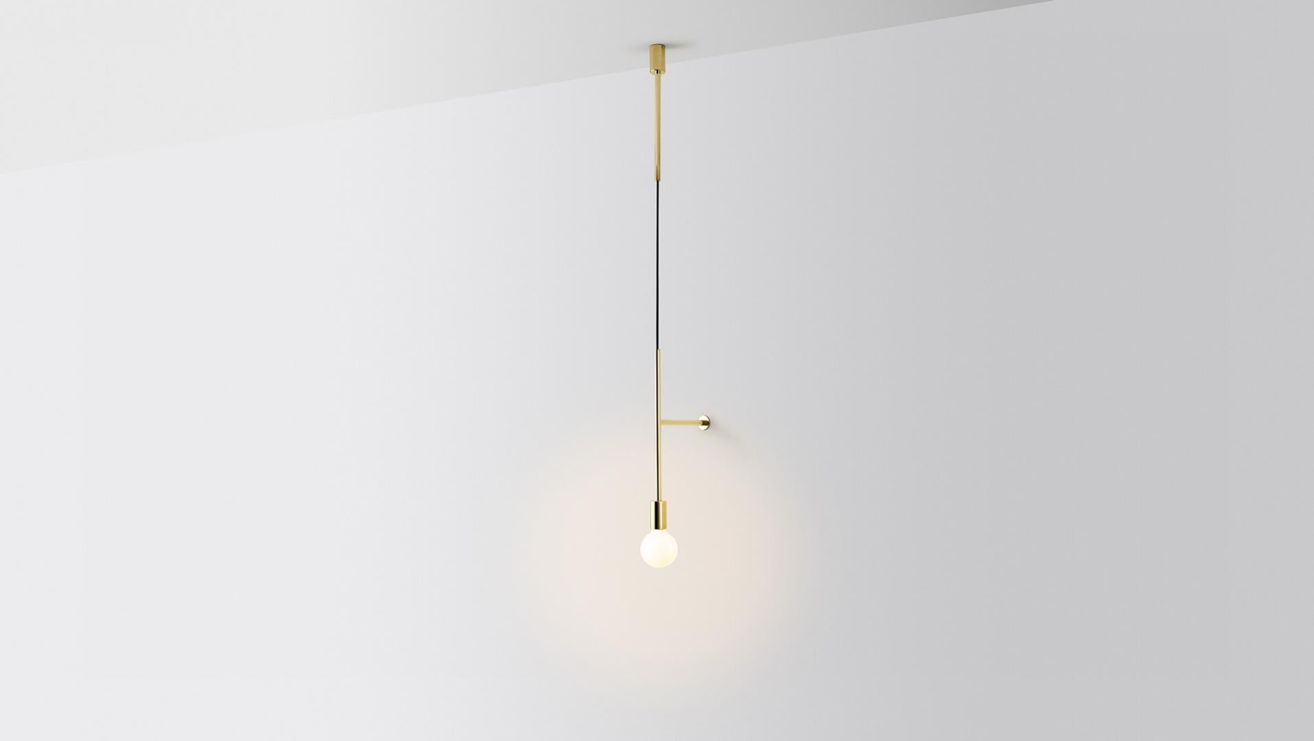 Wall step light by Volker Haug
Dimensions: D 24.8 x W 9.5 x H 108 cm 
Material: Brass. 
Finishes: Polished, aged, brushed, bronzed, blackened, or plated
Cord: Fabric or metal
Lamp: Opal G95 LED (E26/E27 110 - 240V, 12V version