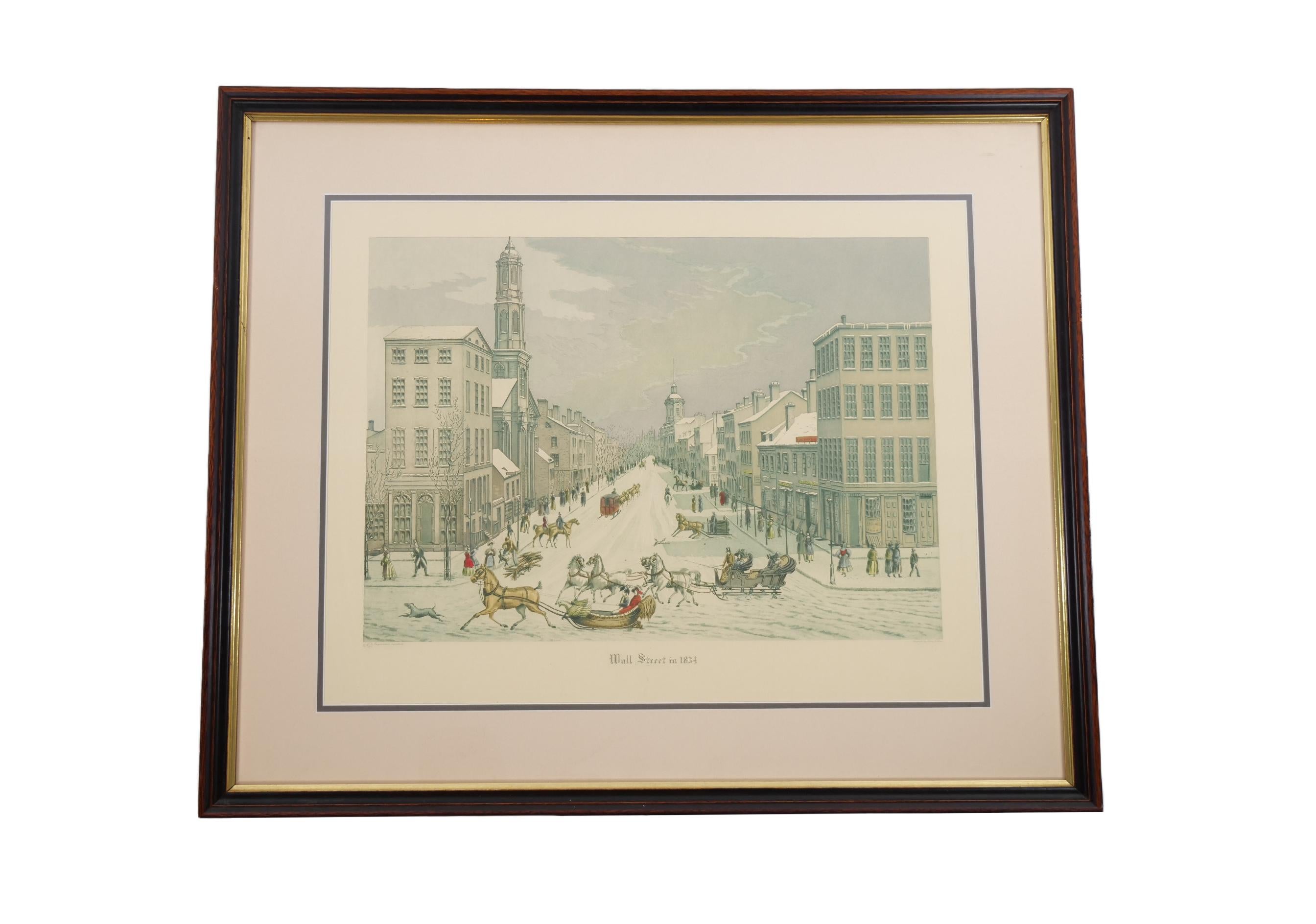 Wall Street 1834 Framed Aquatint Etching After Raoul Varin (1865-1943) For Sale 4