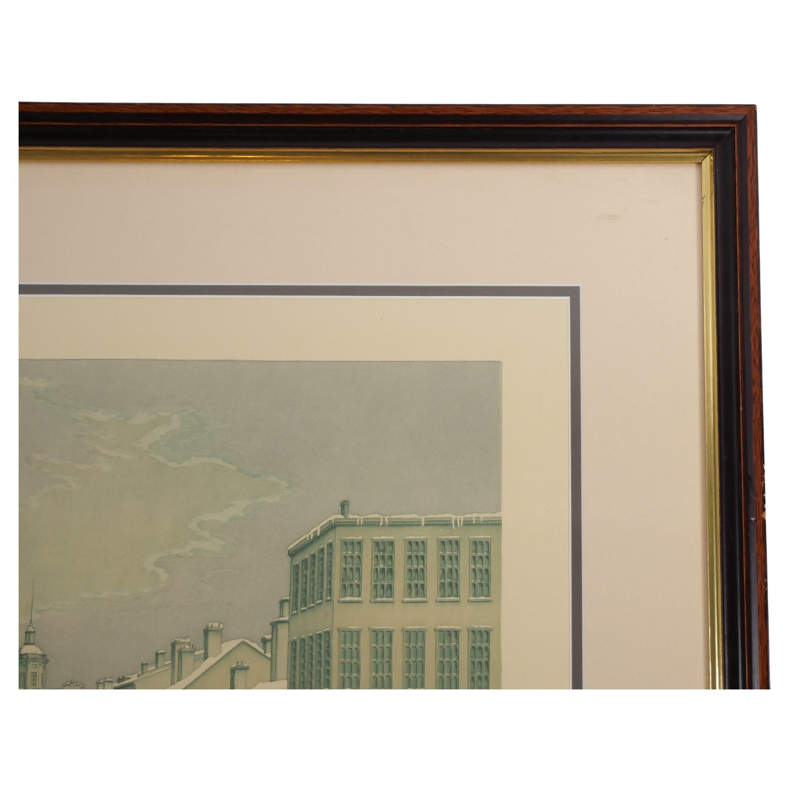 American Wall Street 1834 Framed Aquatint Etching After Raoul Varin (1865-1943) For Sale