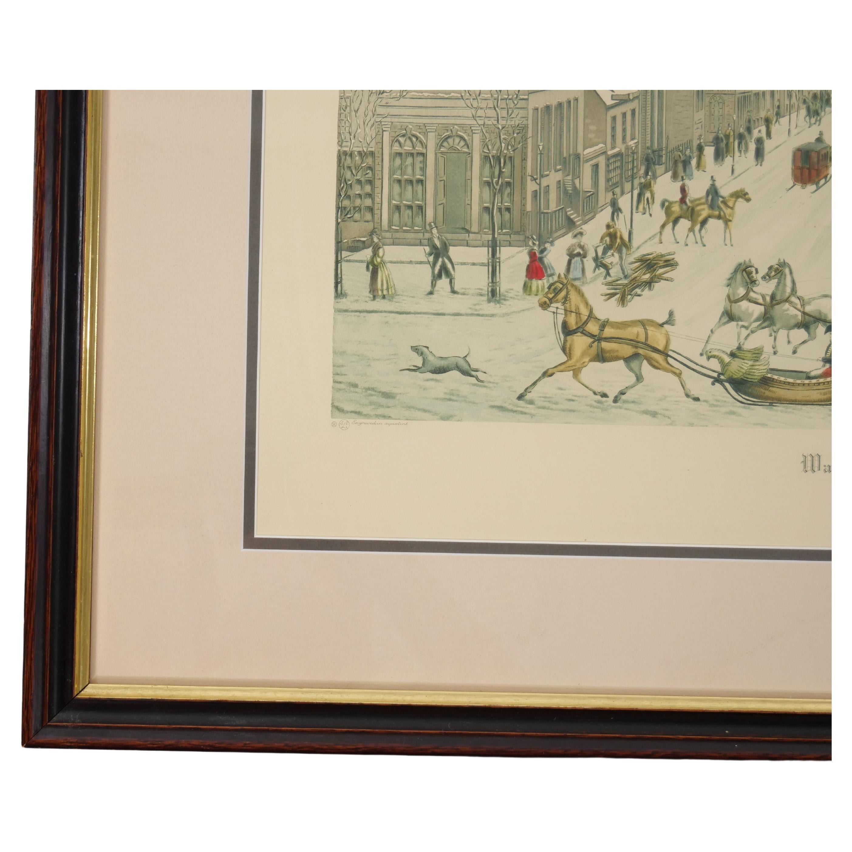 Engraved Wall Street 1834 Framed Aquatint Etching After Raoul Varin (1865-1943) For Sale