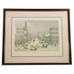 Used Wall Street 1834 Framed Aquatint Etching After Raoul Varin (1865-1943)