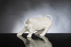 Wall Street Bull Small in Ceramic, White, Italy