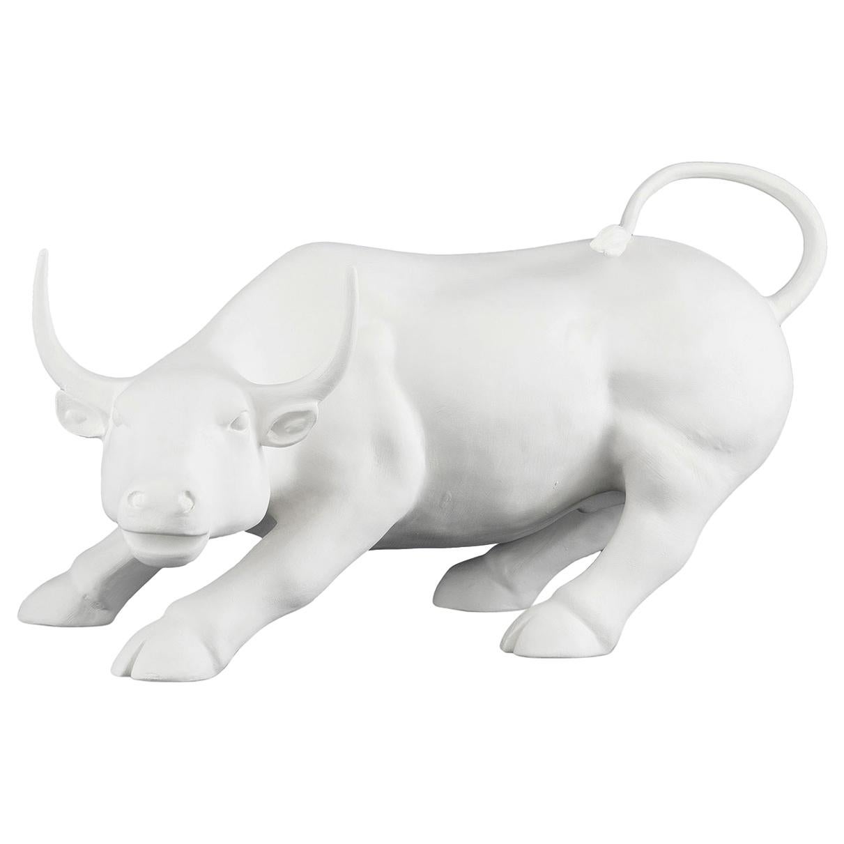 Wall Street Bull Small in Ceramic, White, Italy