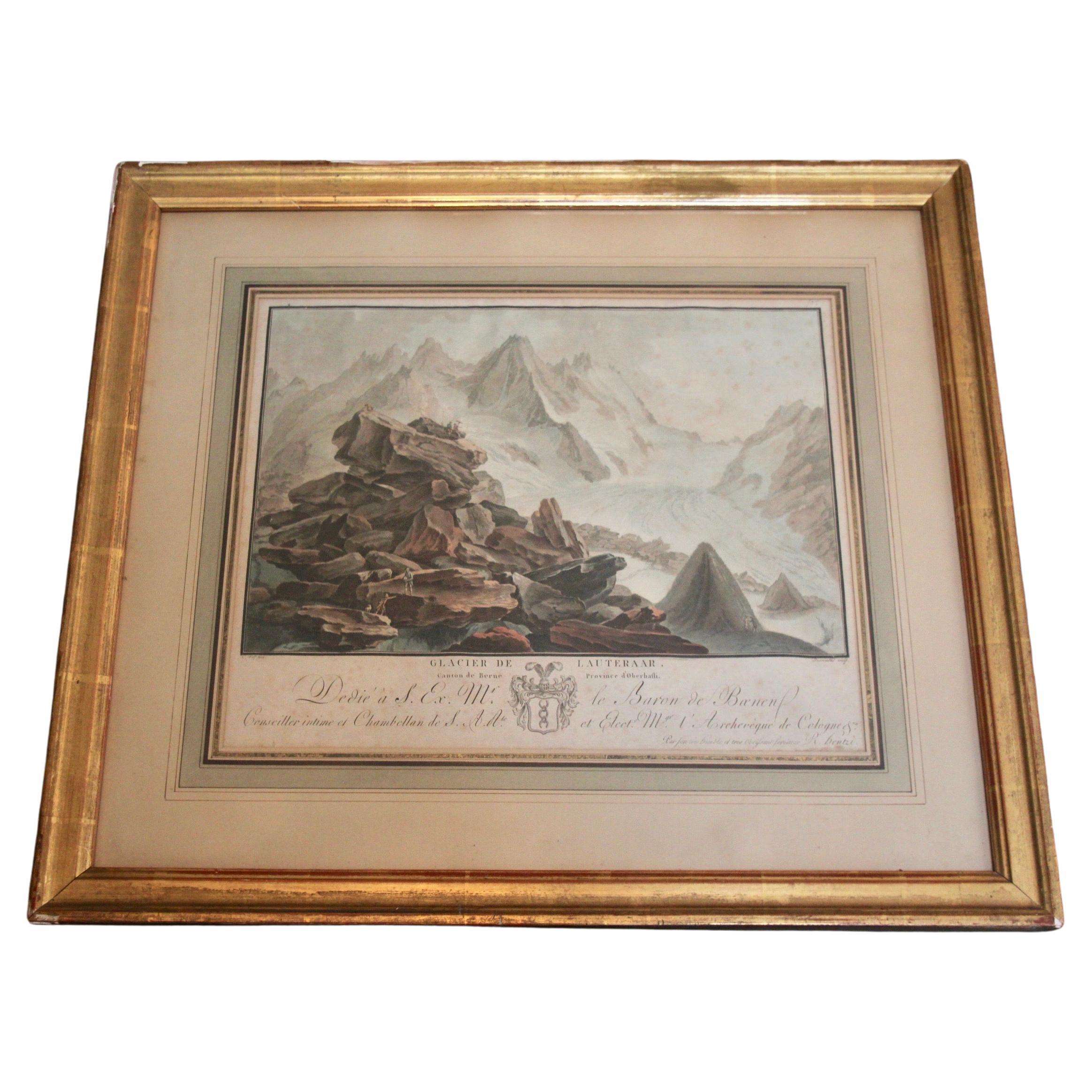 wall Swiss alp " glacier du Lauteraar " lithographs For Sale