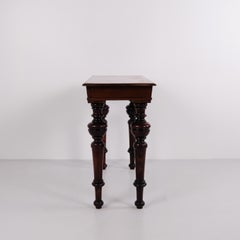 Wall Table / Console Table in Mahogany with Carved Round Legs from the 1880s