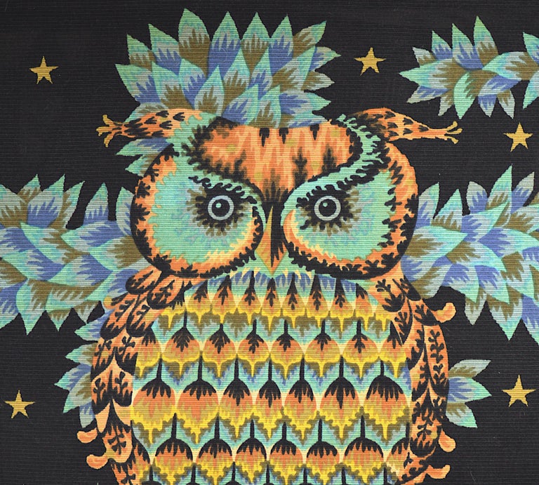 Mid-Century Modern Wall Tapestry by Alain Cornic, Owl, Aubusson, 1950s For Sale
