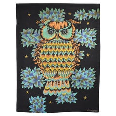 Wall Tapestry by Alain Cornic, Owl, Aubusson, 1950s
