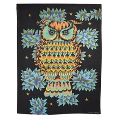 Wall Tapestry by Alain Cornic, Owl, Aubusson, 1950s