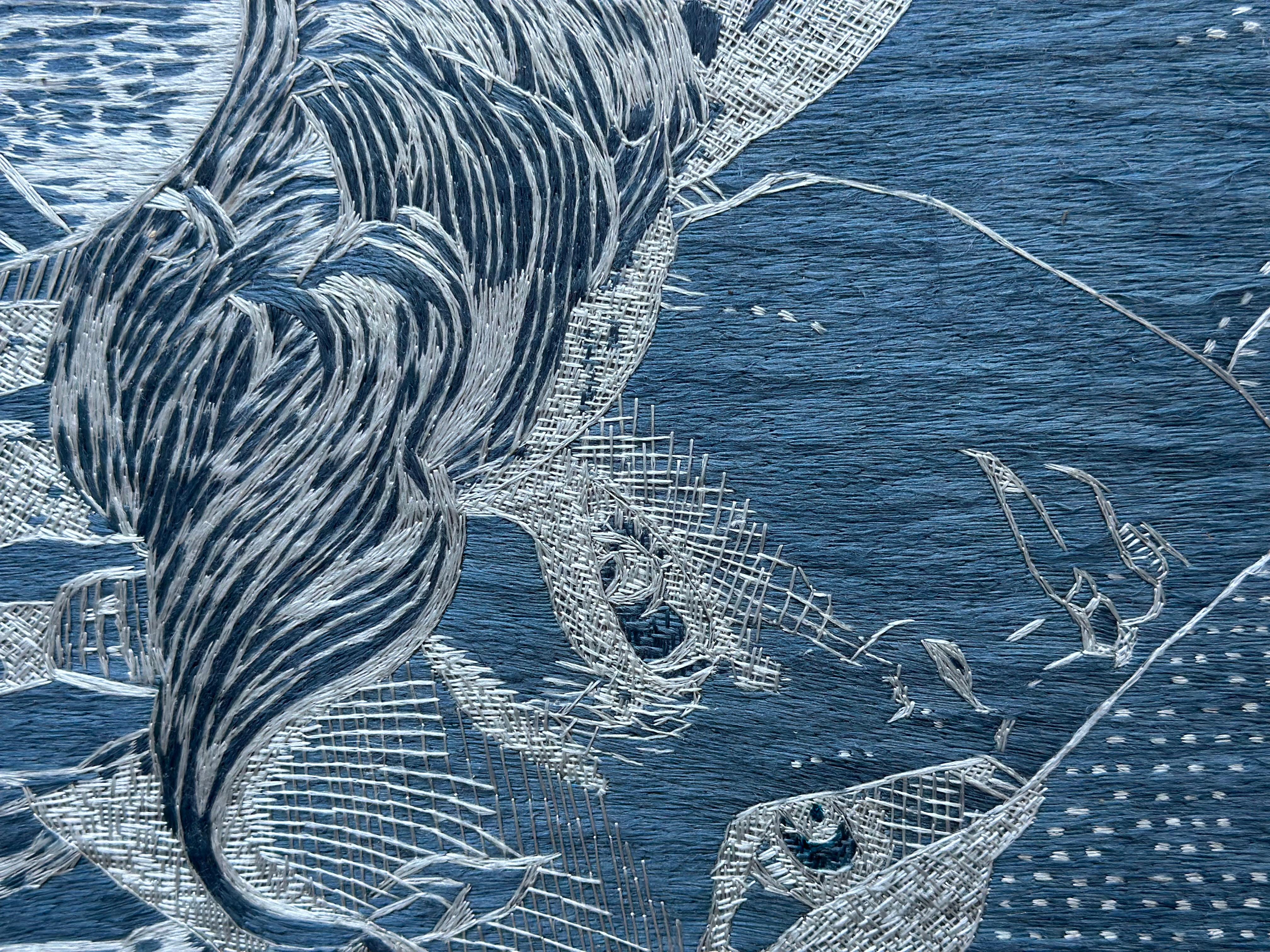 
Tapisserie murale en broderie de soie, d'après Le Maître et Marguerite de Michael Boulgakov, broderie sur le célèbre tissu de soie Rubelli
Nous présentons à votre attention une tapisserie unique, réalisée à la main et illustrant de manière