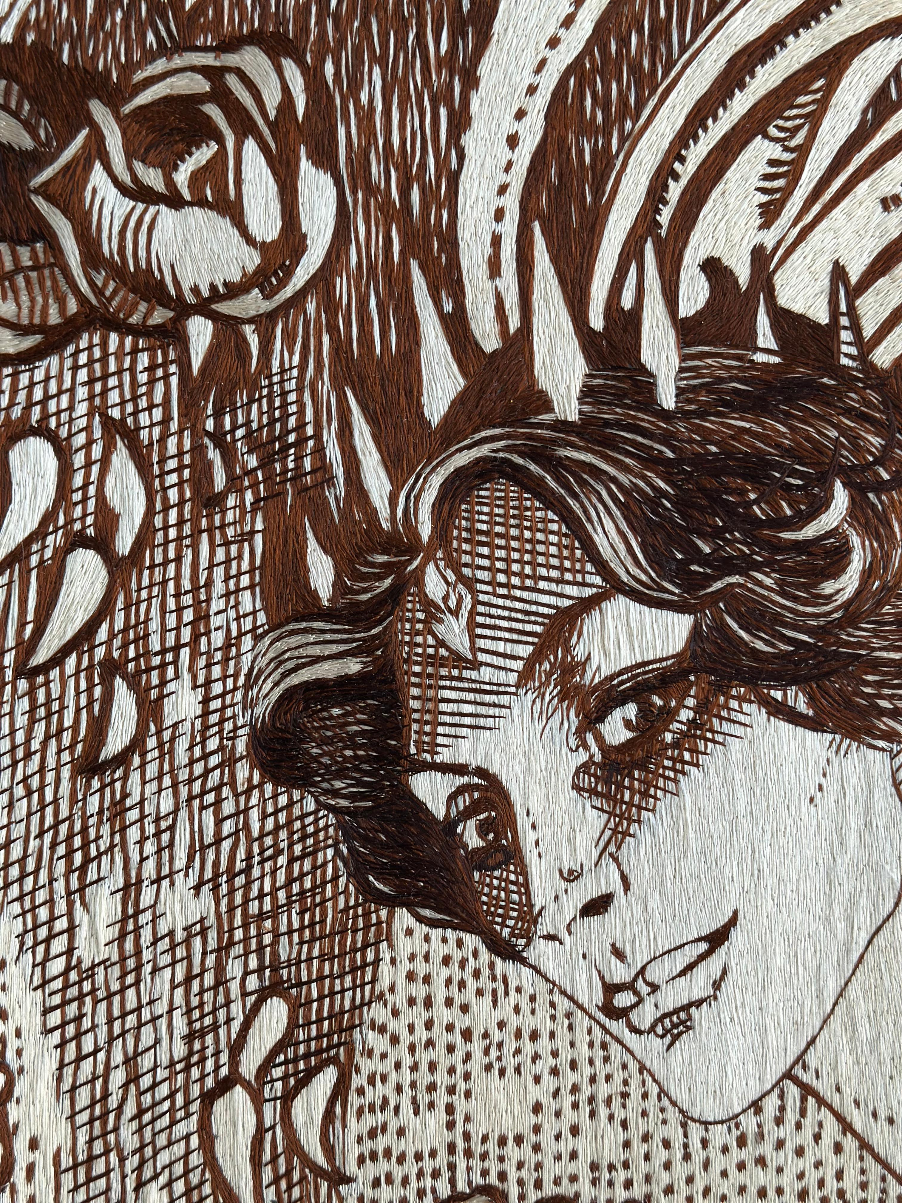 Art déco Tapisserie murale en broderie de soie, d'après Le Maître et Marguerite de Michael Boulgakov en vente