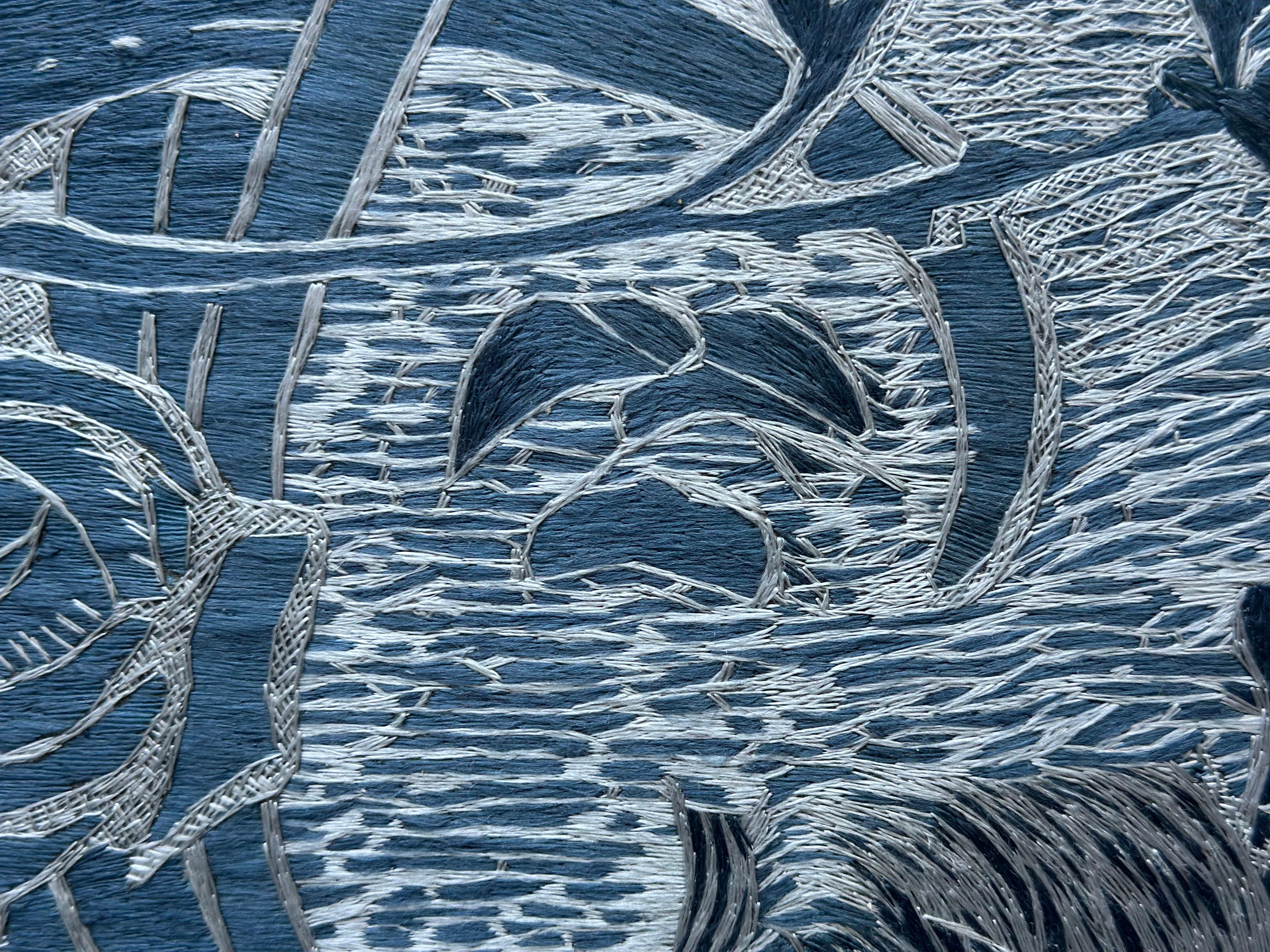 Art déco Tapisserie murale en broderie de soie, d'après Le Maître et Marguerite de Michael Boulgakov en vente