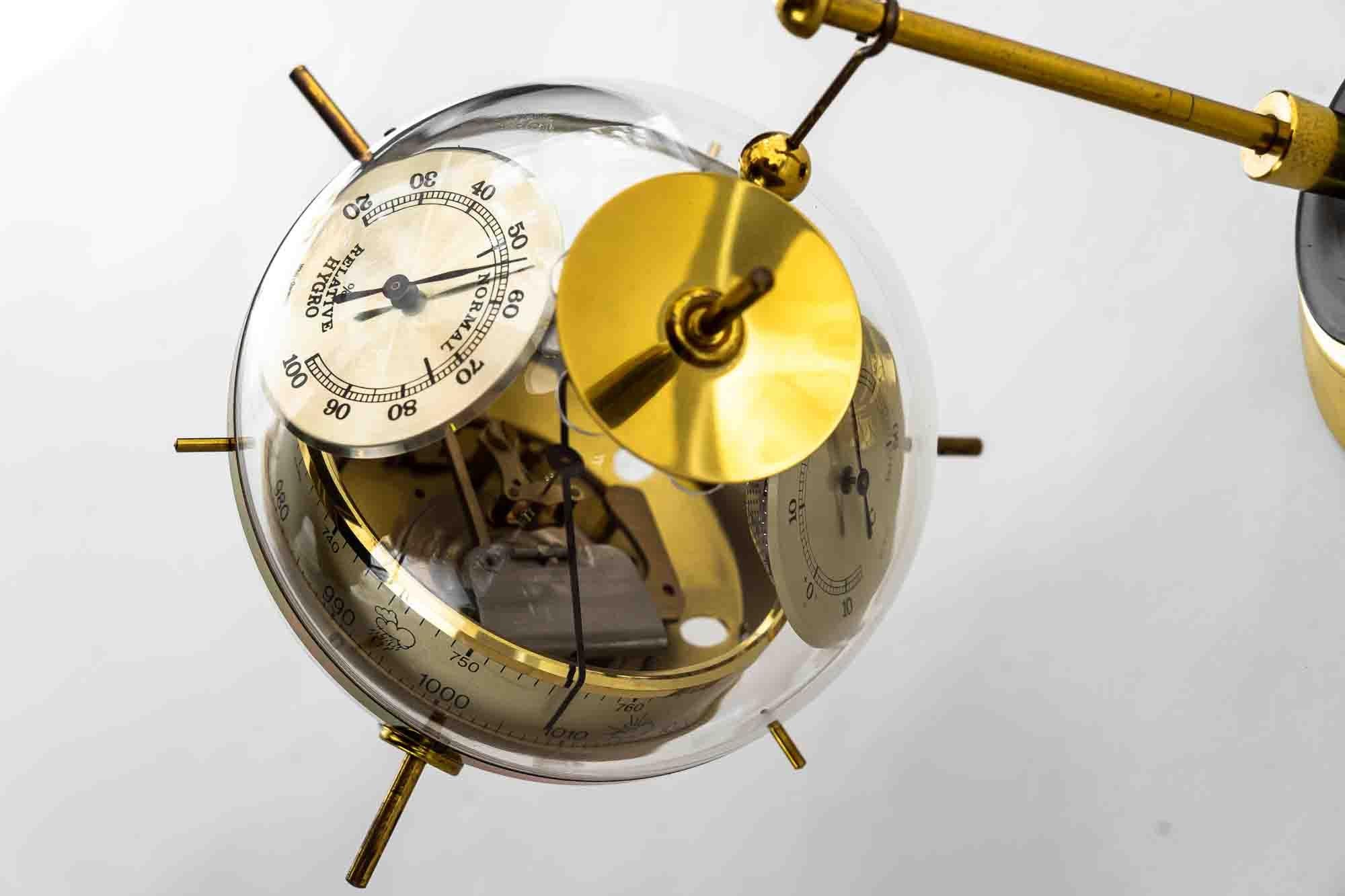 Brass Wall Thermometer, Vienna, Around 1950s