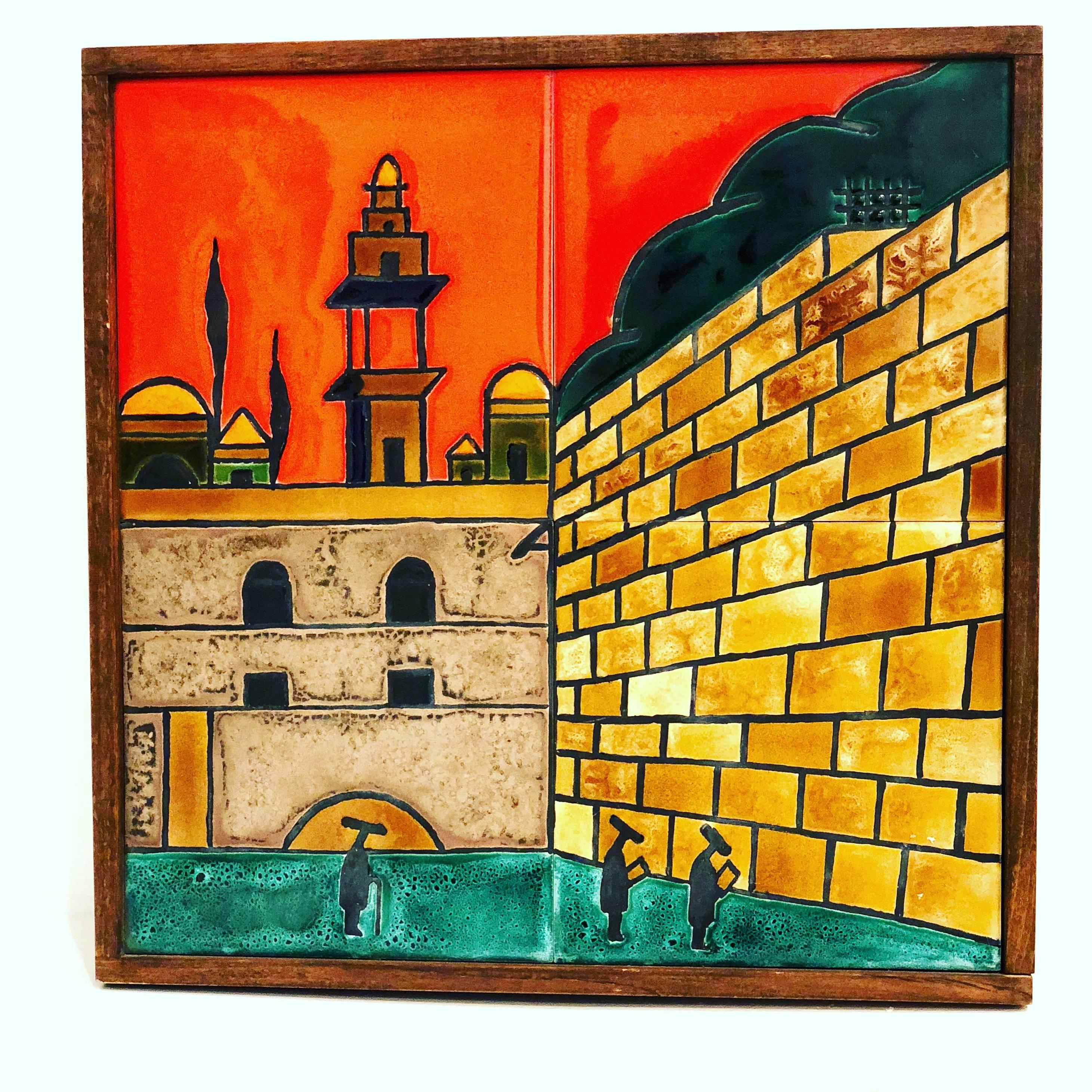 Wall Tile by Hayadith Pardess Hanna Israel Wailing Wall In Excellent Condition In San Diego, CA