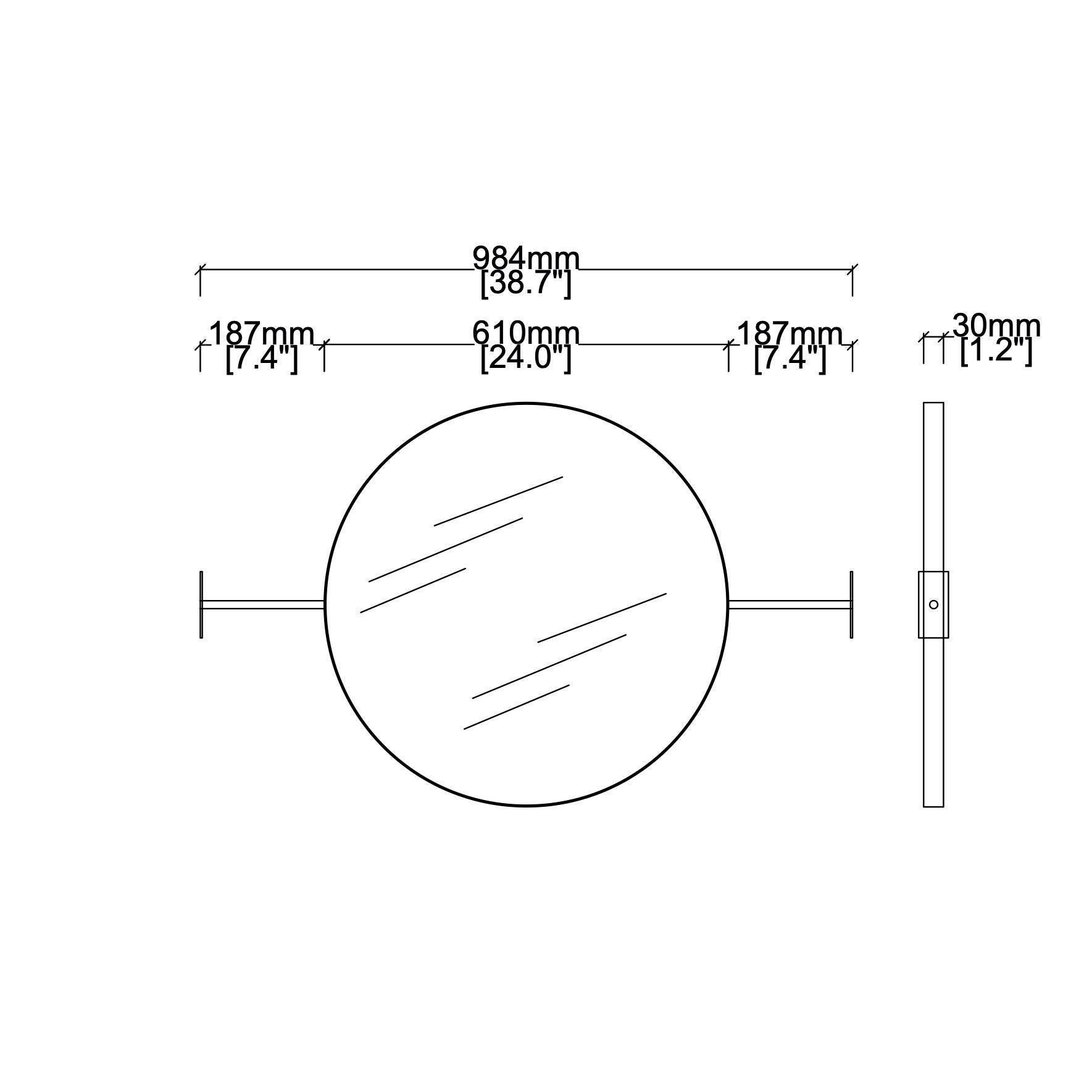 Miroir mural ou mural moderne rond Orbis avec cadre en laiton brossé en vente 2
