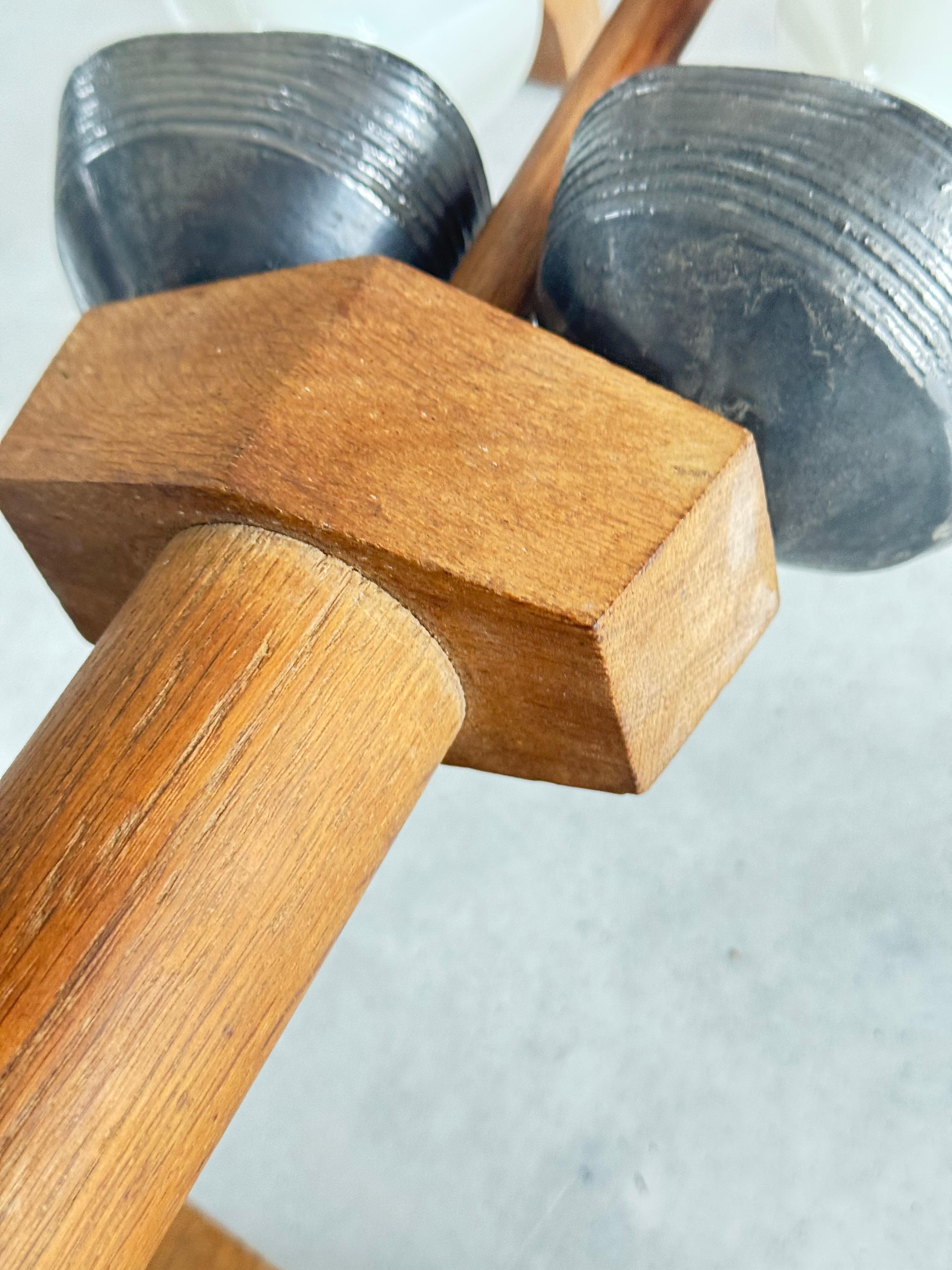 Wall torch Lamp in Solid Oak, Design by Guillerme et Chambron, France 1960s For Sale 5