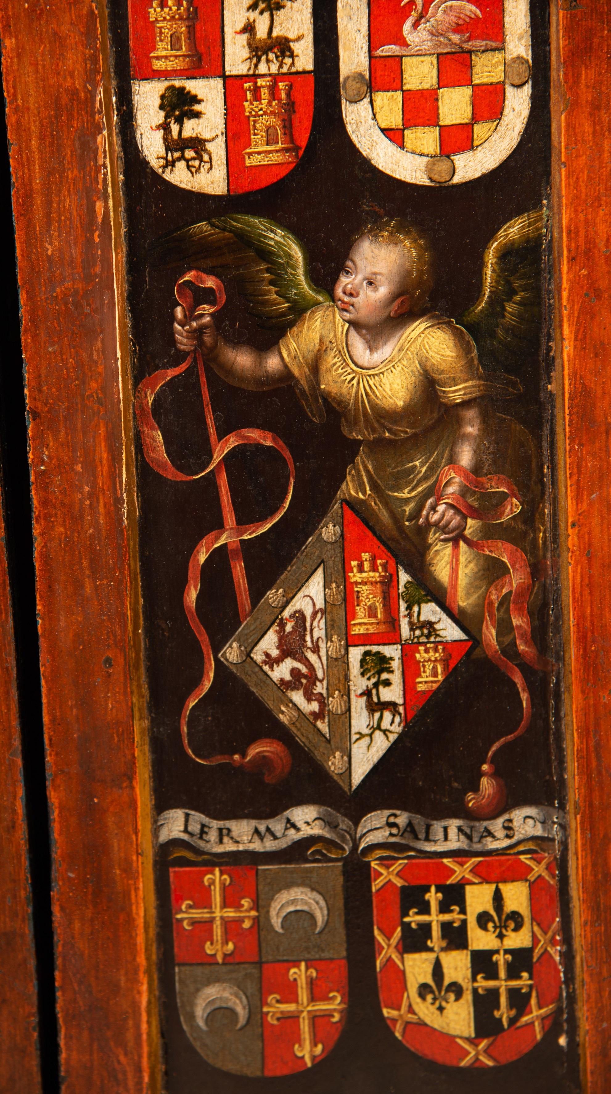 Renaissance Wall triptych, Pietà and Saints John. Oil on panel, metal. Spanish school, 16th