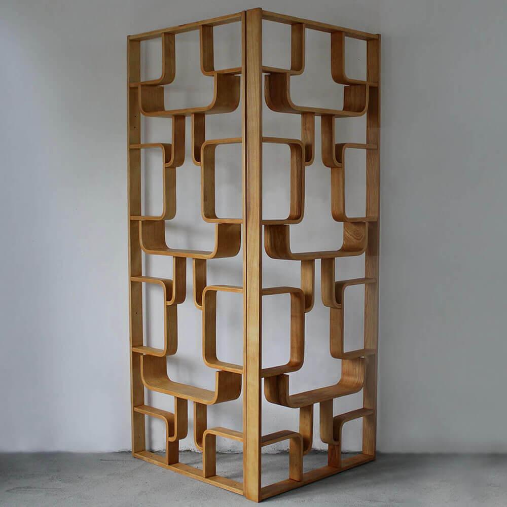 Wall Unit by Ludvik Volak for Drevopodnik Holesov, 1960s, Bent Plywood, Restored 3