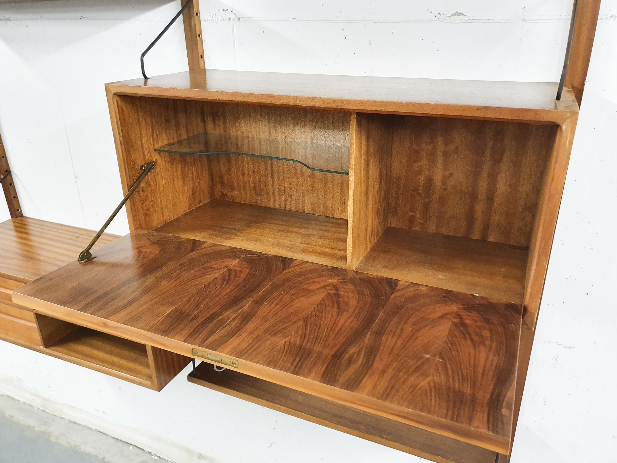 Wall Unit in Elmwood by Poul Cadovius for Royal System, Denmark, 1950s For Sale 4