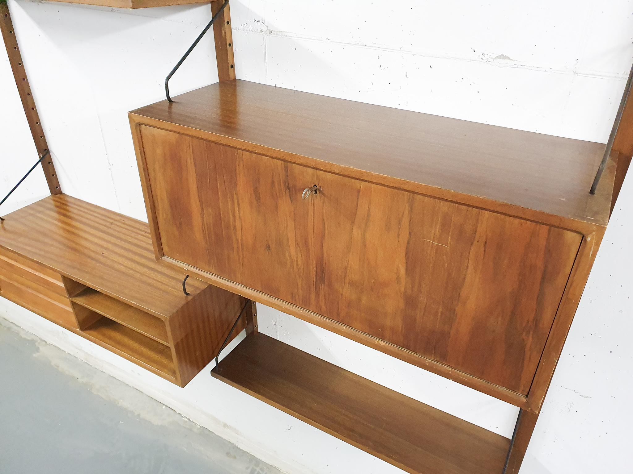 Wall Unit in Elmwood by Poul Cadovius for Royal System, Denmark, 1950s For Sale 9
