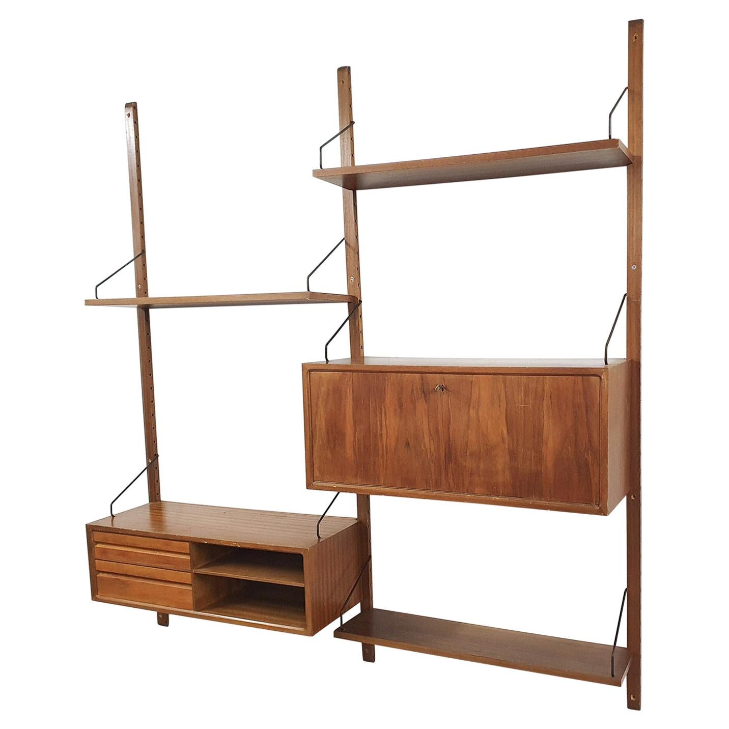 Wall Unit in Elmwood by Poul Cadovius for Royal System, Denmark, 1950s