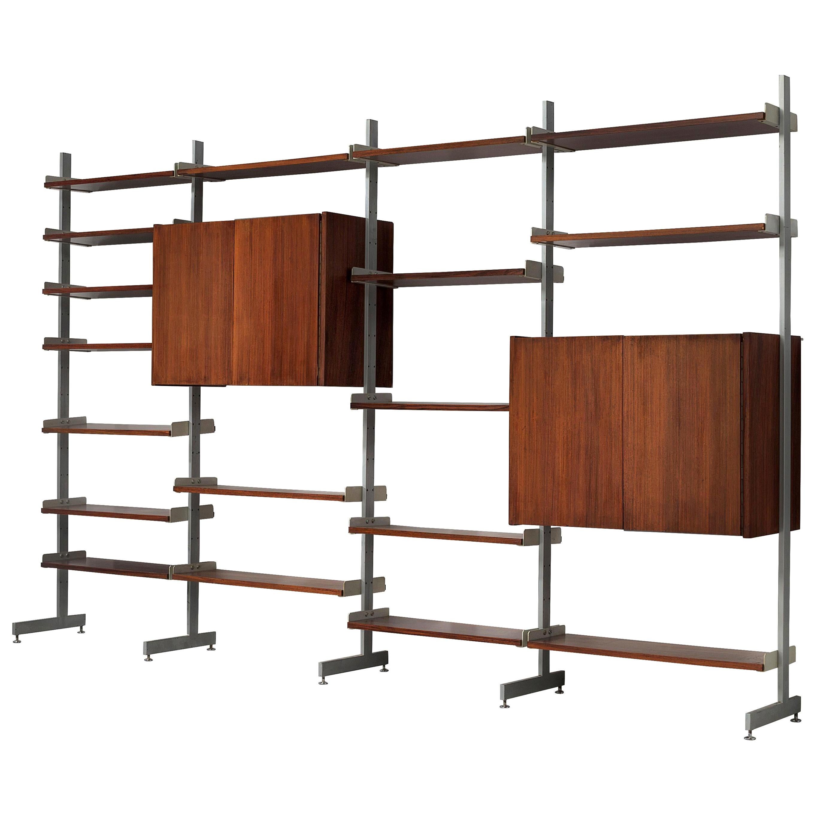 Wall Unit in Rosewood and Aluminum