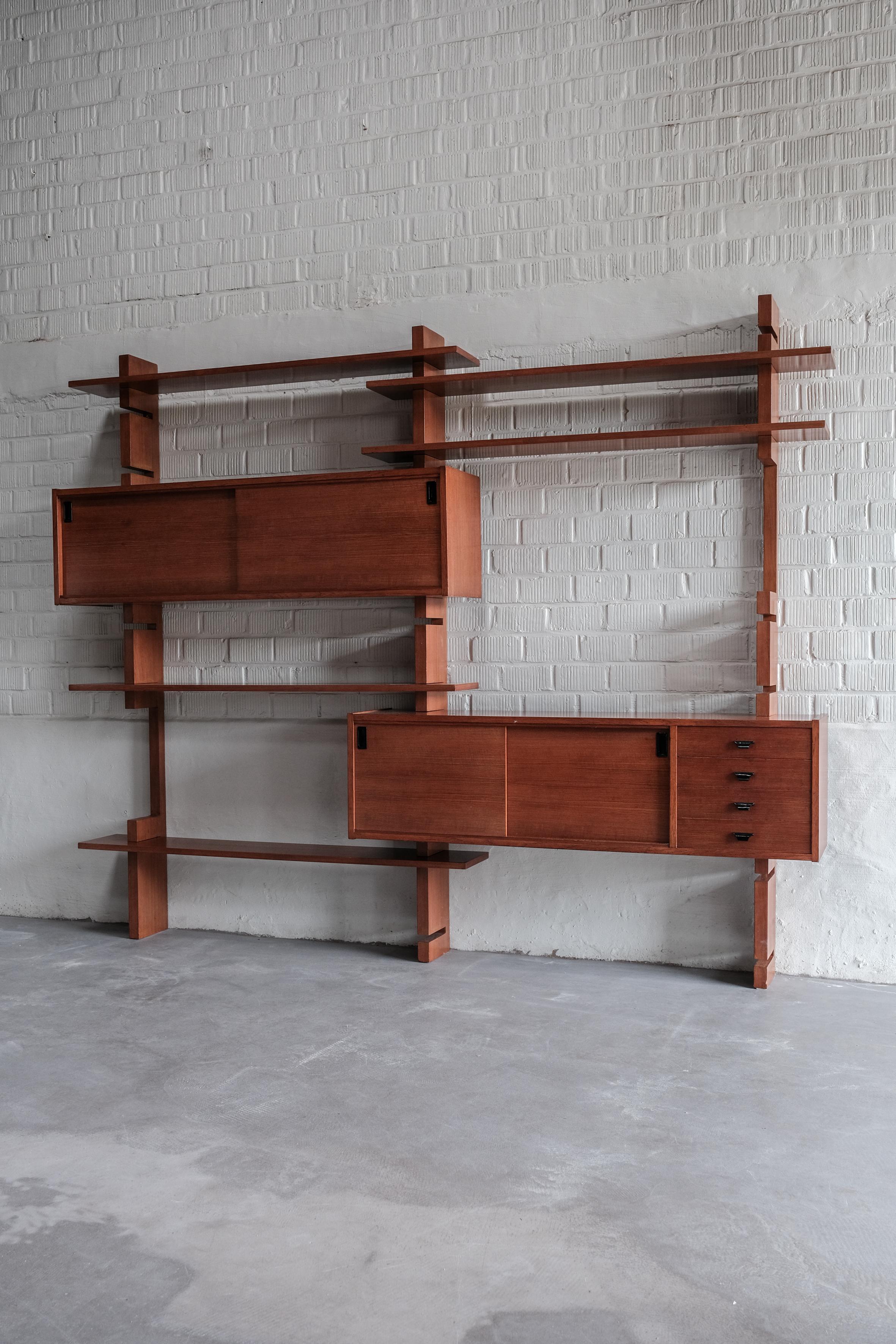 Wall unit in wood by Amma Torino, Italy 1970, Mid-century Modern 8