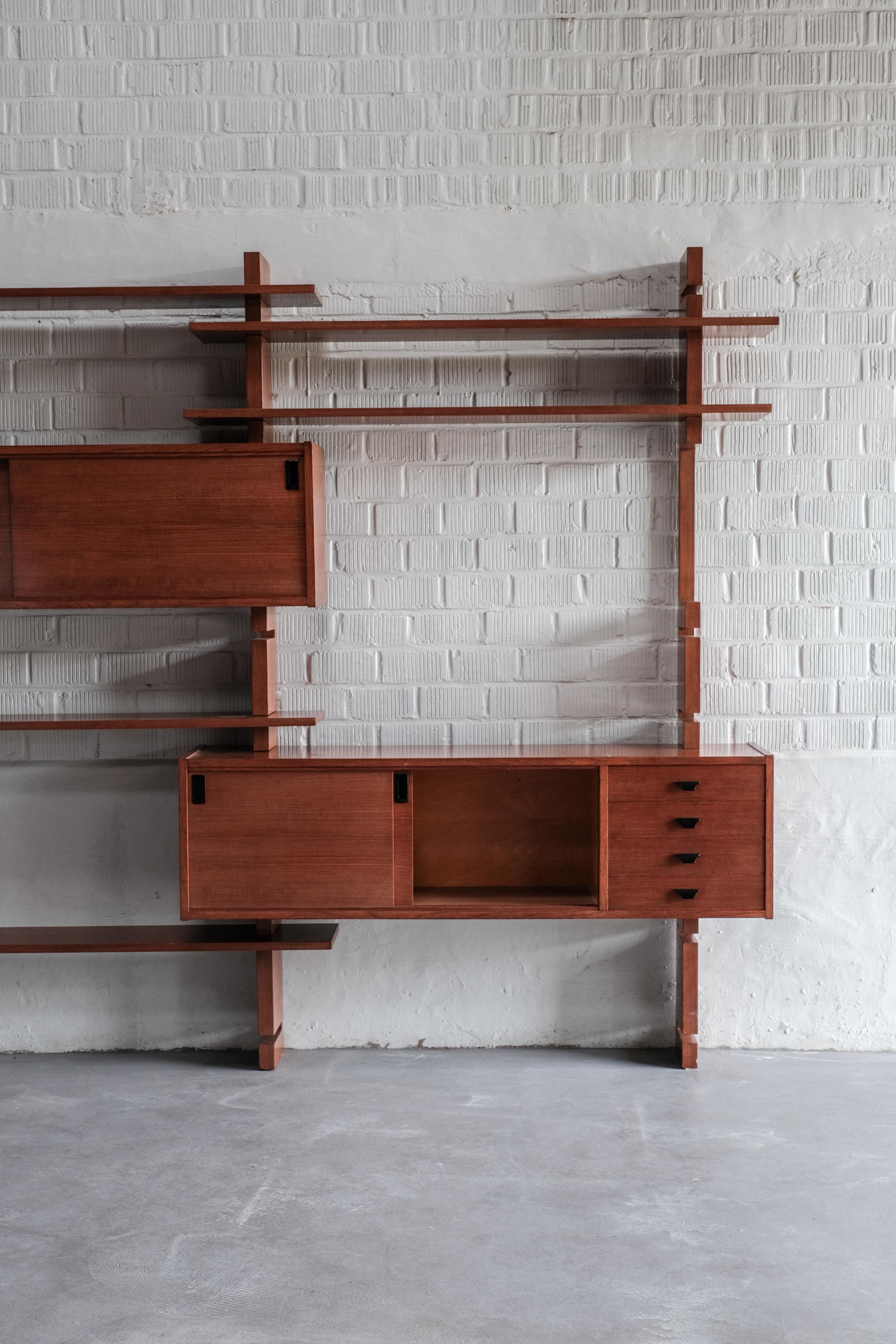 Wall unit in wood by Amma Torino, Italy 1970, Mid-century Modern 11