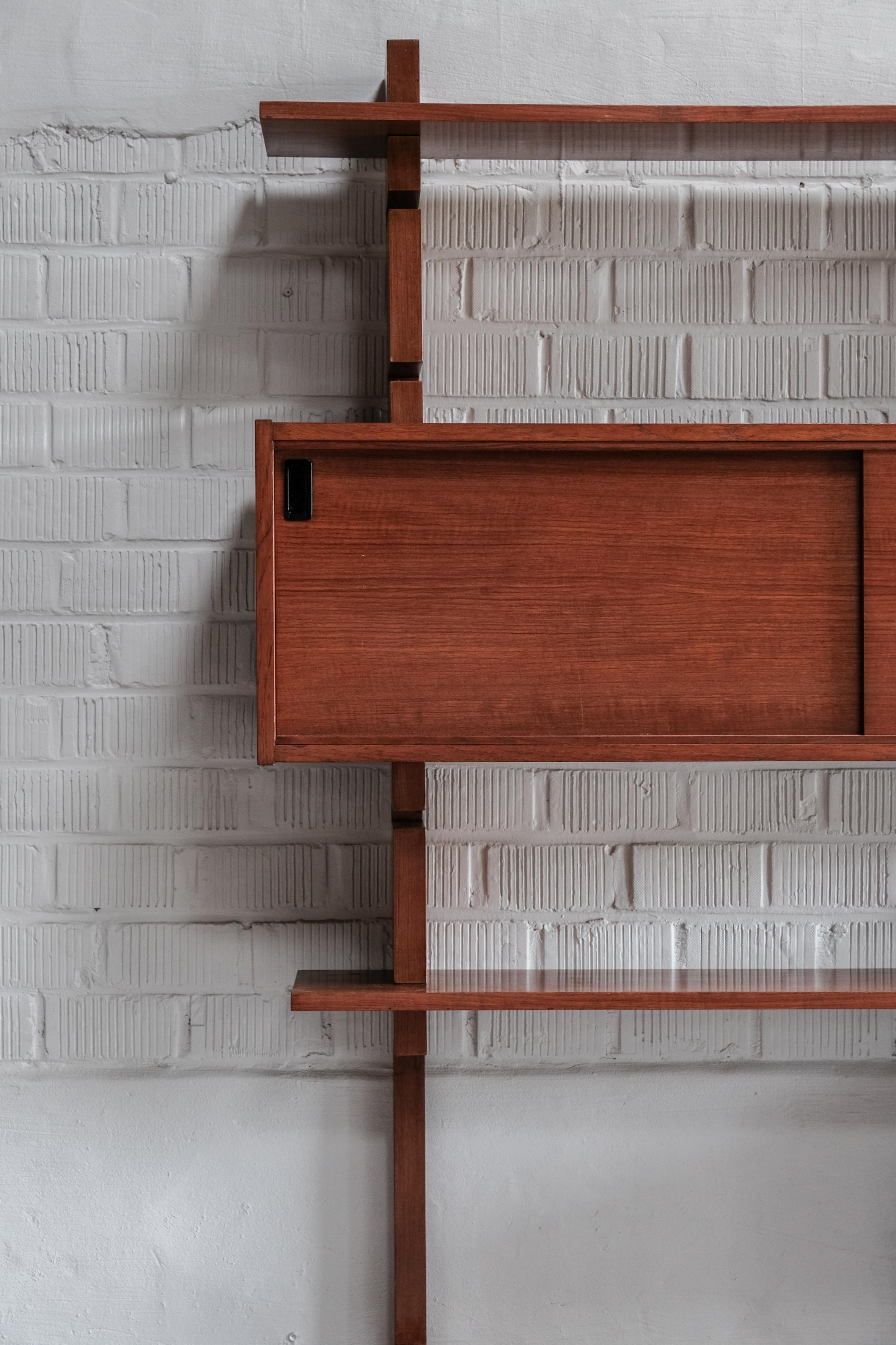 Wood Wall unit in wood by Amma Torino, Italy 1970, Mid-century Modern