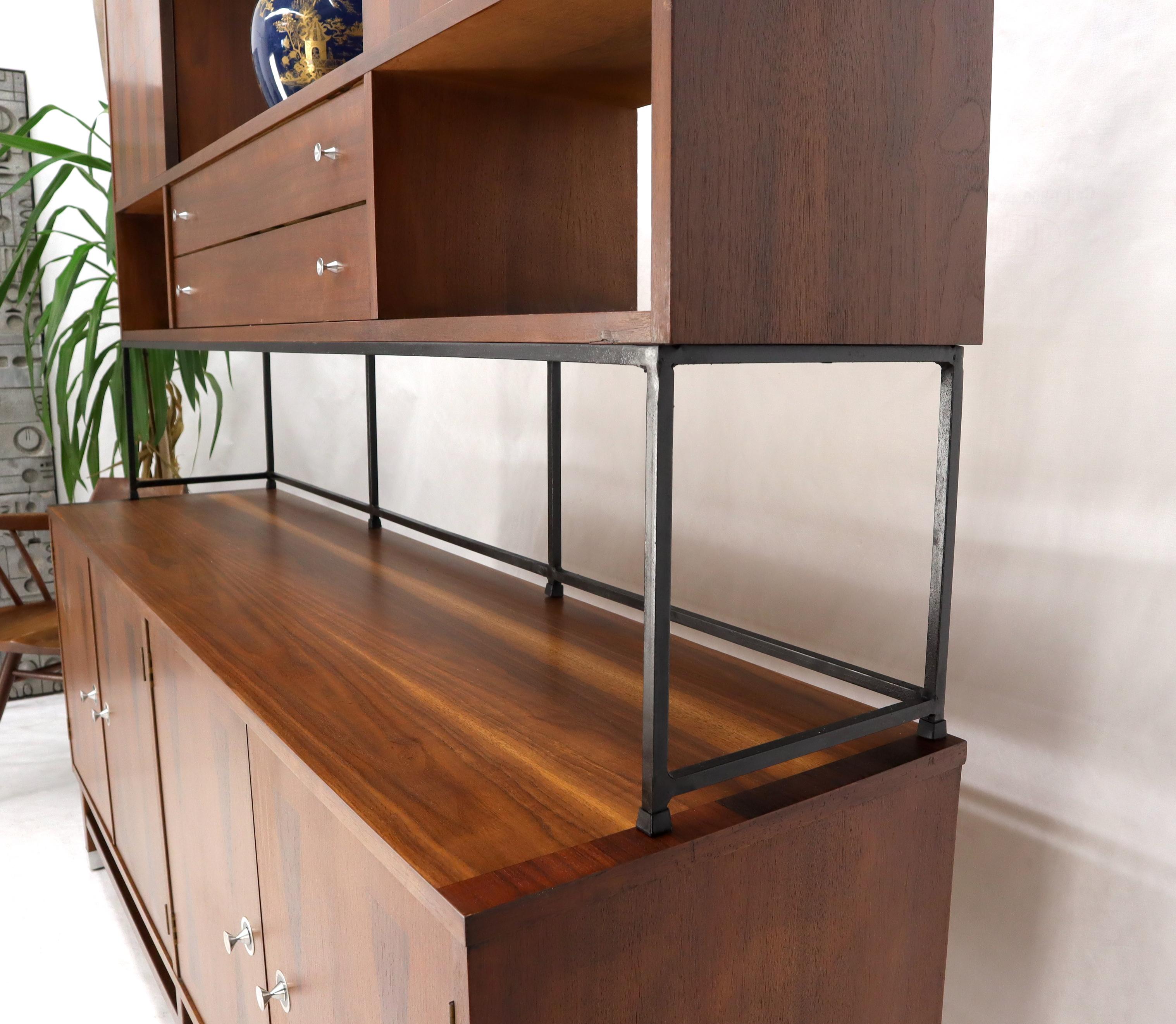 Wall Unit Long Credenza Hutch Top by Stanley in Walnut and Rosewood 8