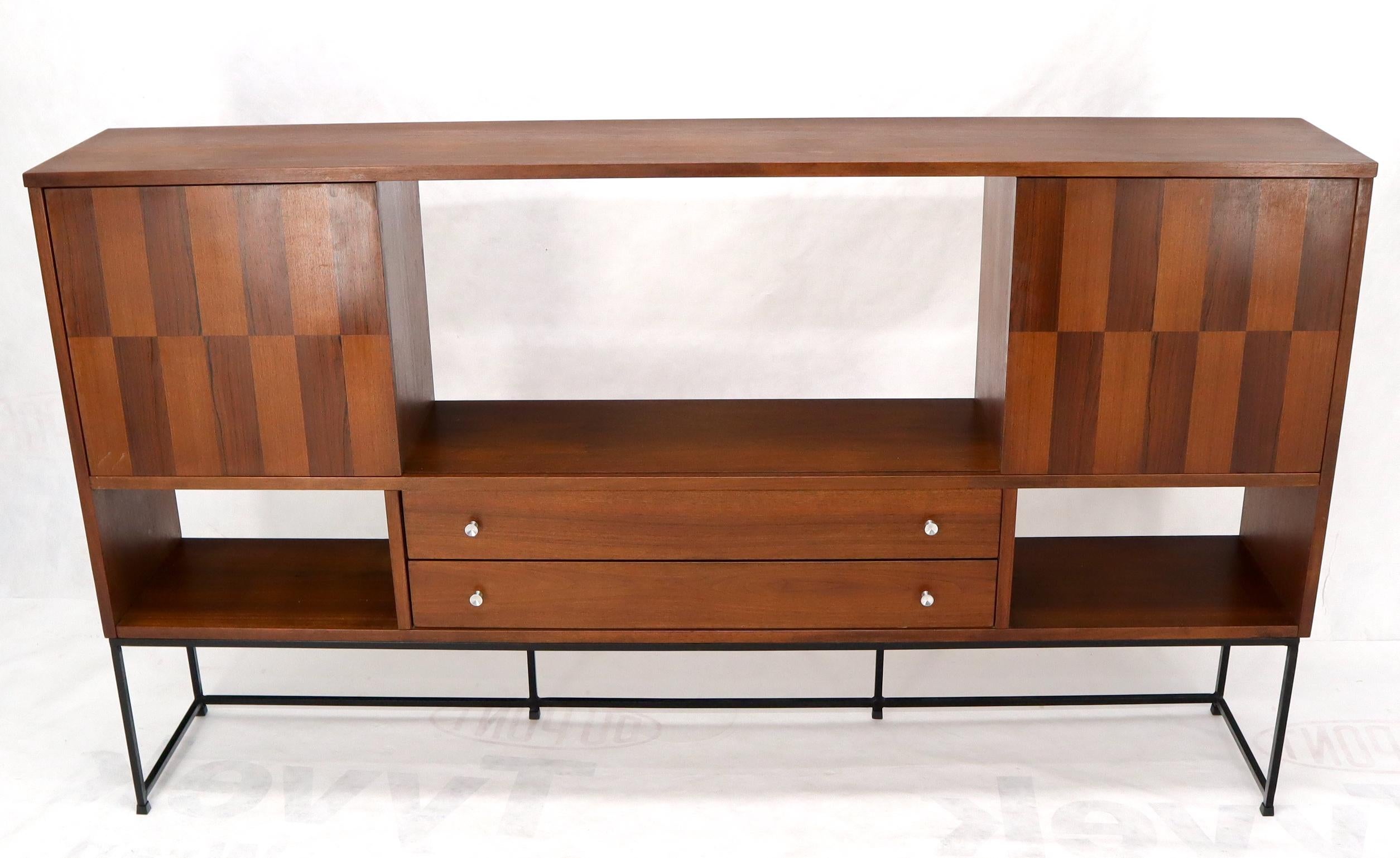 Wall Unit Long Credenza Hutch Top by Stanley in Walnut and Rosewood 11