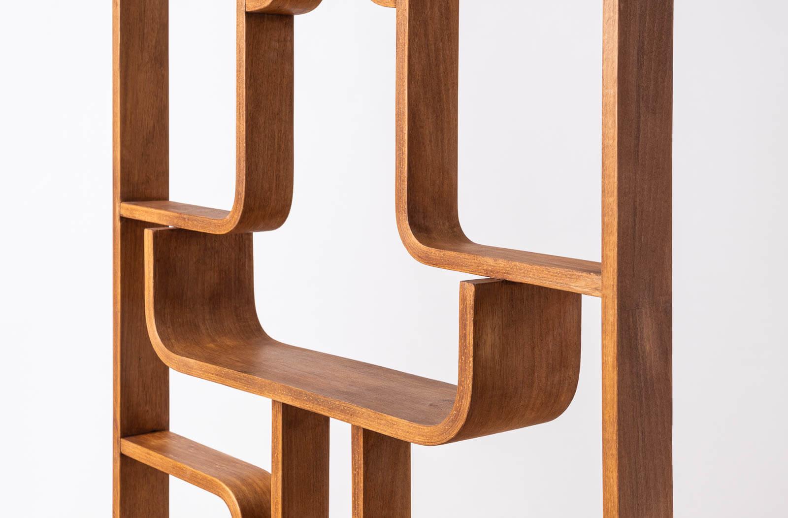 Mueble de pared o separador de ambientes de Ludvik Volak, Holesov, 1960, contrachapado curvado, restaurado Checo