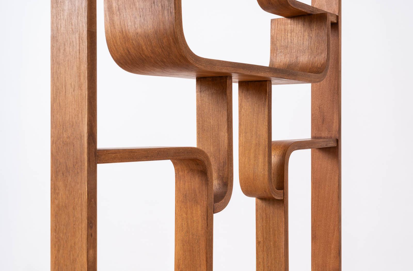 Mueble de pared o separador de ambientes de Ludvik Volak, Holesov, 1960, contrachapado curvado, restaurado 1