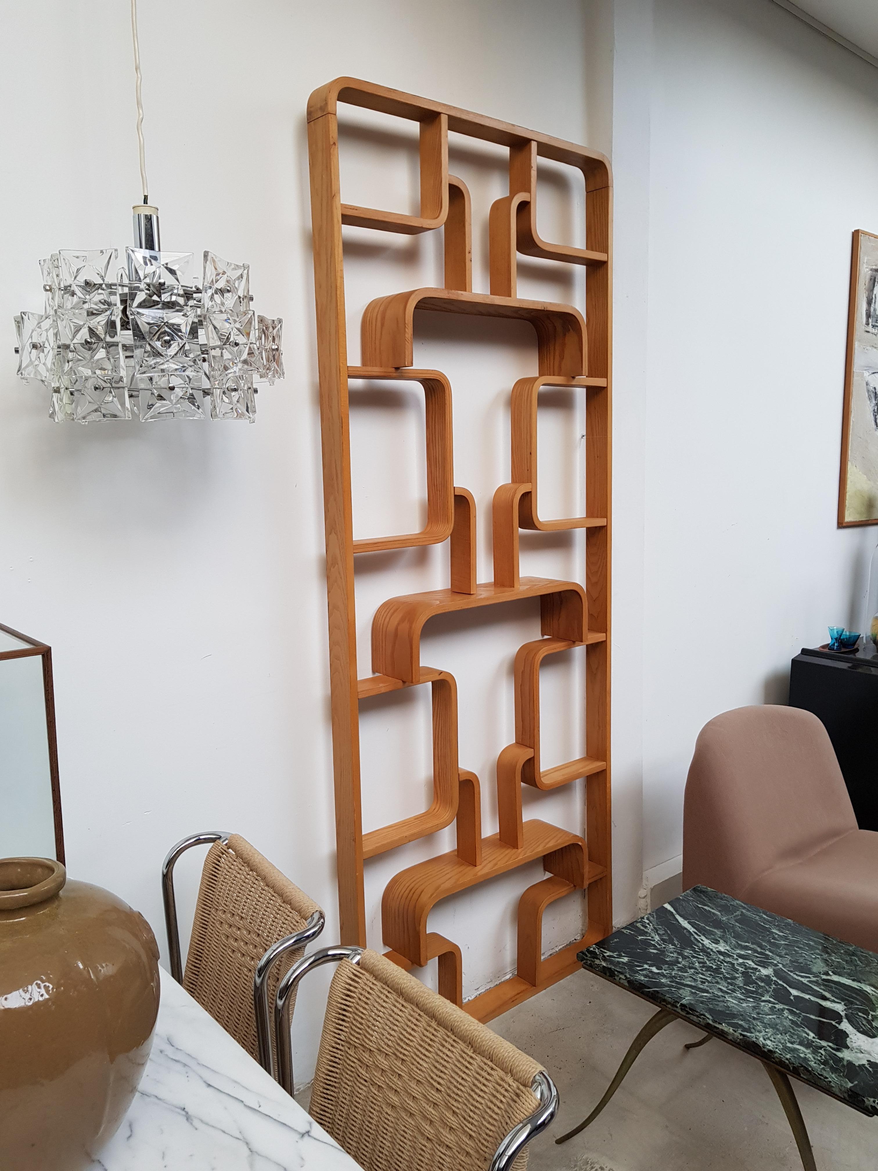 Plywood Wall Unit/Room Divider by Ludvik Volak for Drevopodnik Holesov ‘Round Corners’ 2