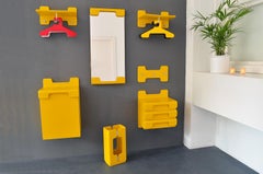 Wall Unit Set or Wardrobe Set from Schönbuch 1970s, Yellow lacquered Wood