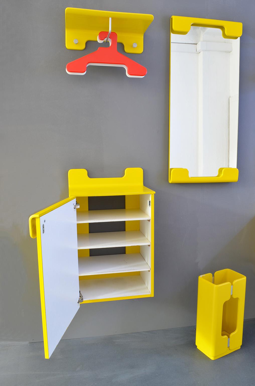 Mid-Century Modern Wall Unit Set or Wardrobe Set from Schönbuch 1970s, Yellow lacquered Wood