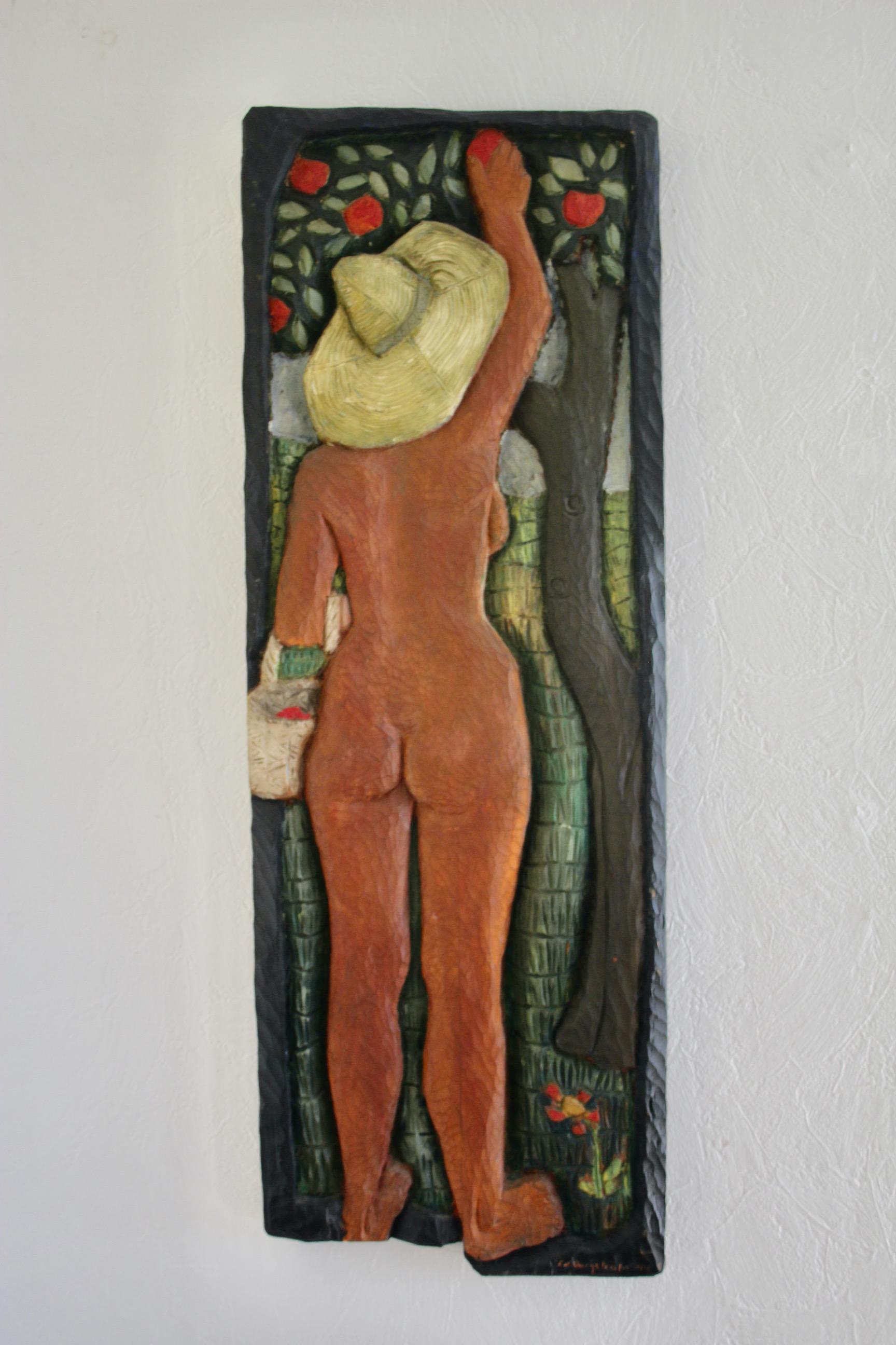 Holzskulptur an der Wand von Carl Einar Borgstrom 44 (Schwedisch) im Angebot