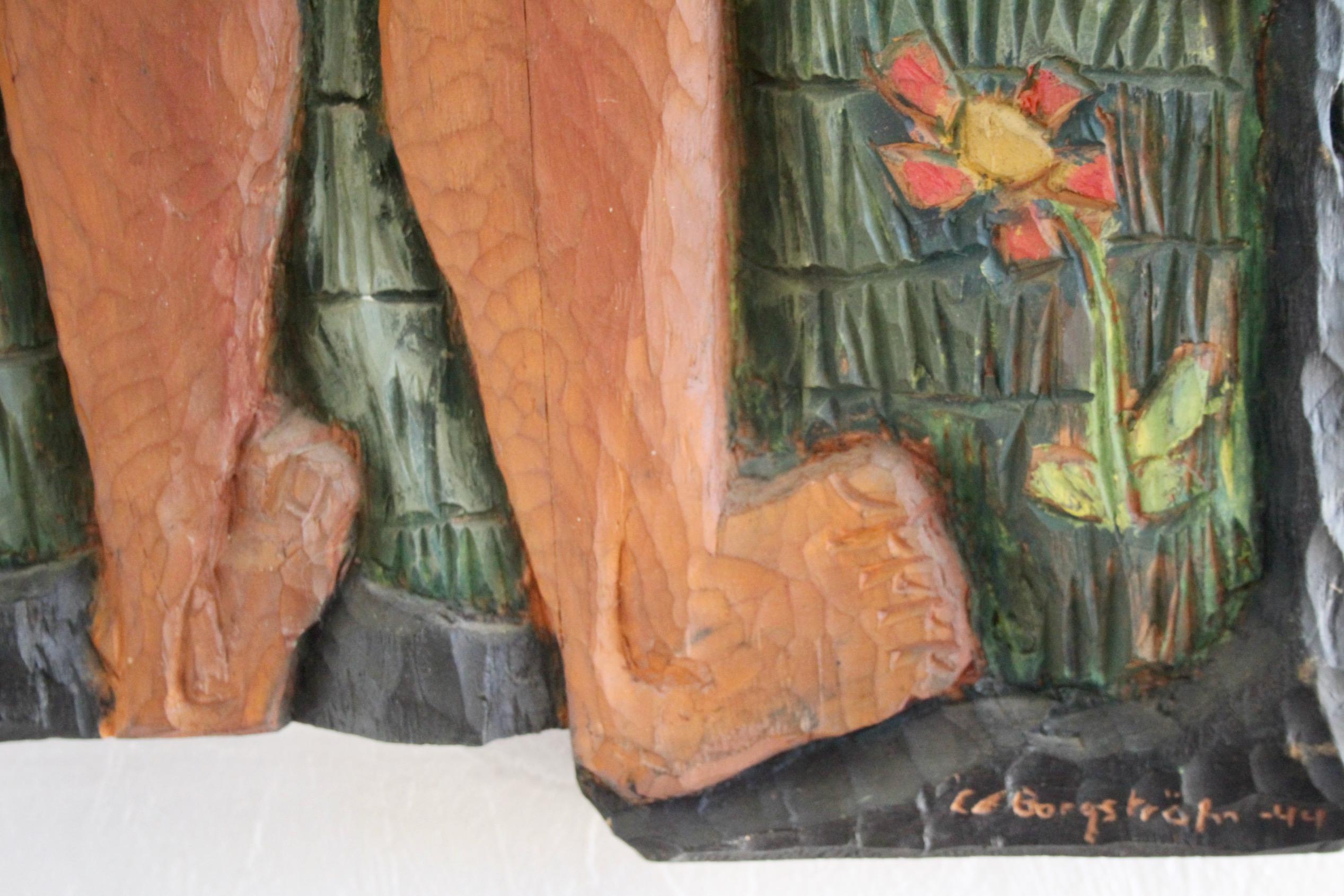 Holzskulptur an der Wand von Carl Einar Borgstrom 44 im Angebot 4