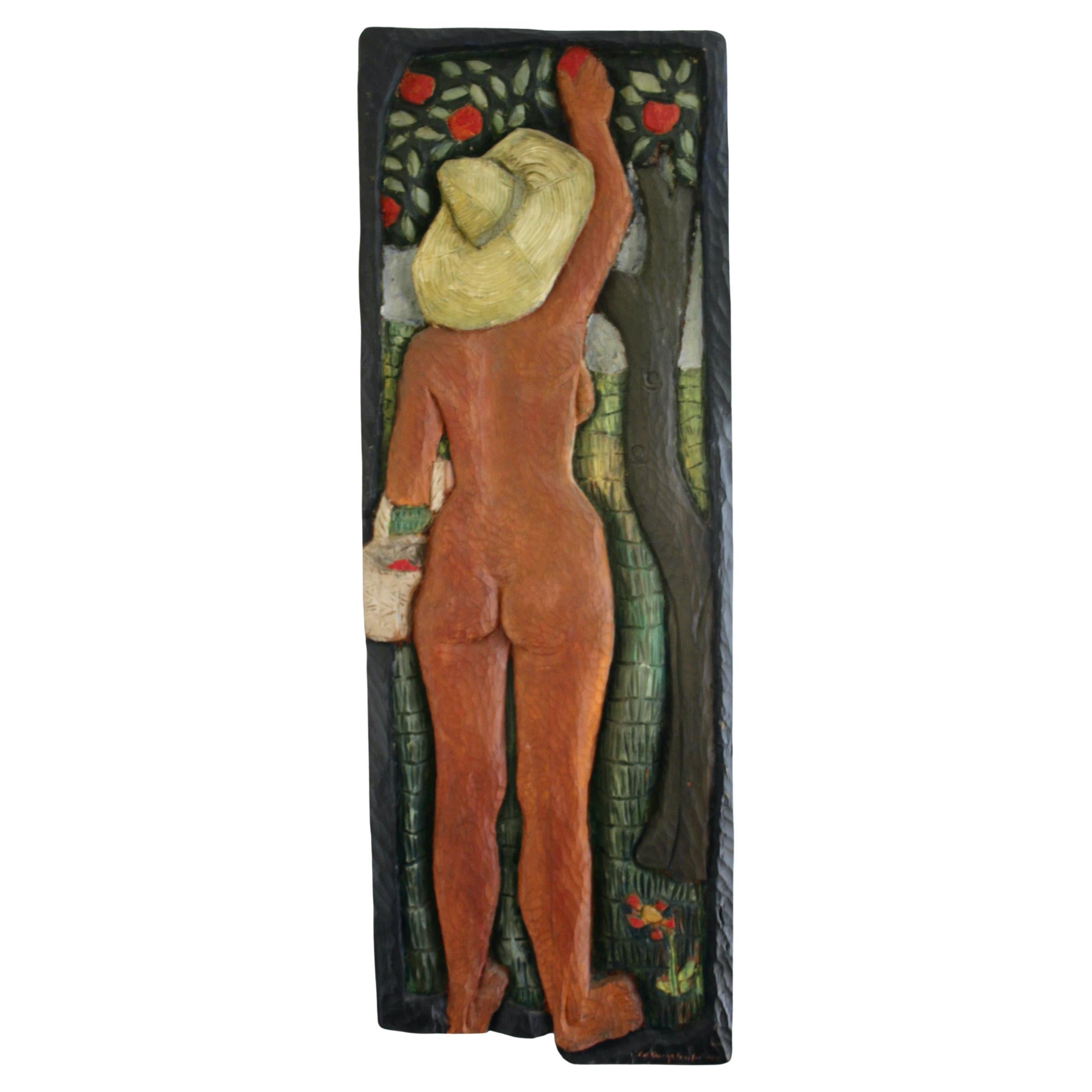 Holzskulptur an der Wand von Carl Einar Borgstrom 44 im Angebot