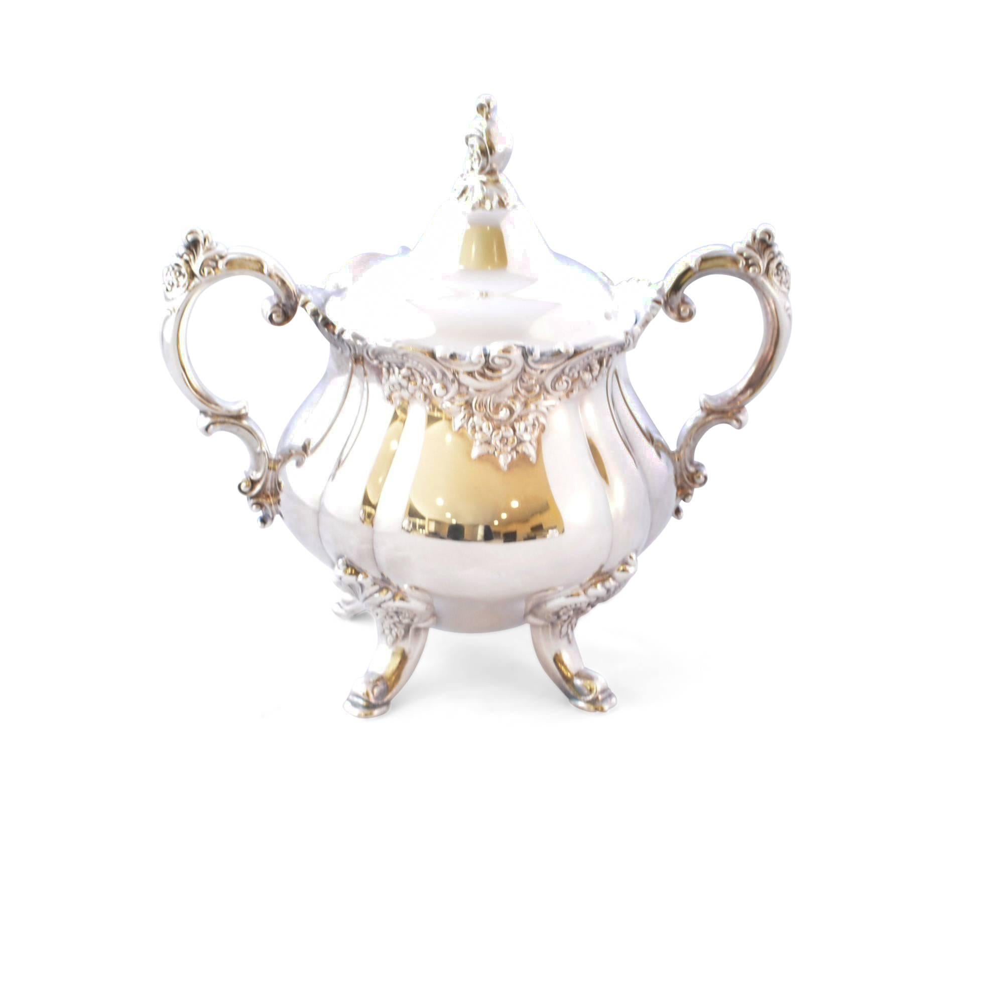 wallace baroque silverplate tea set