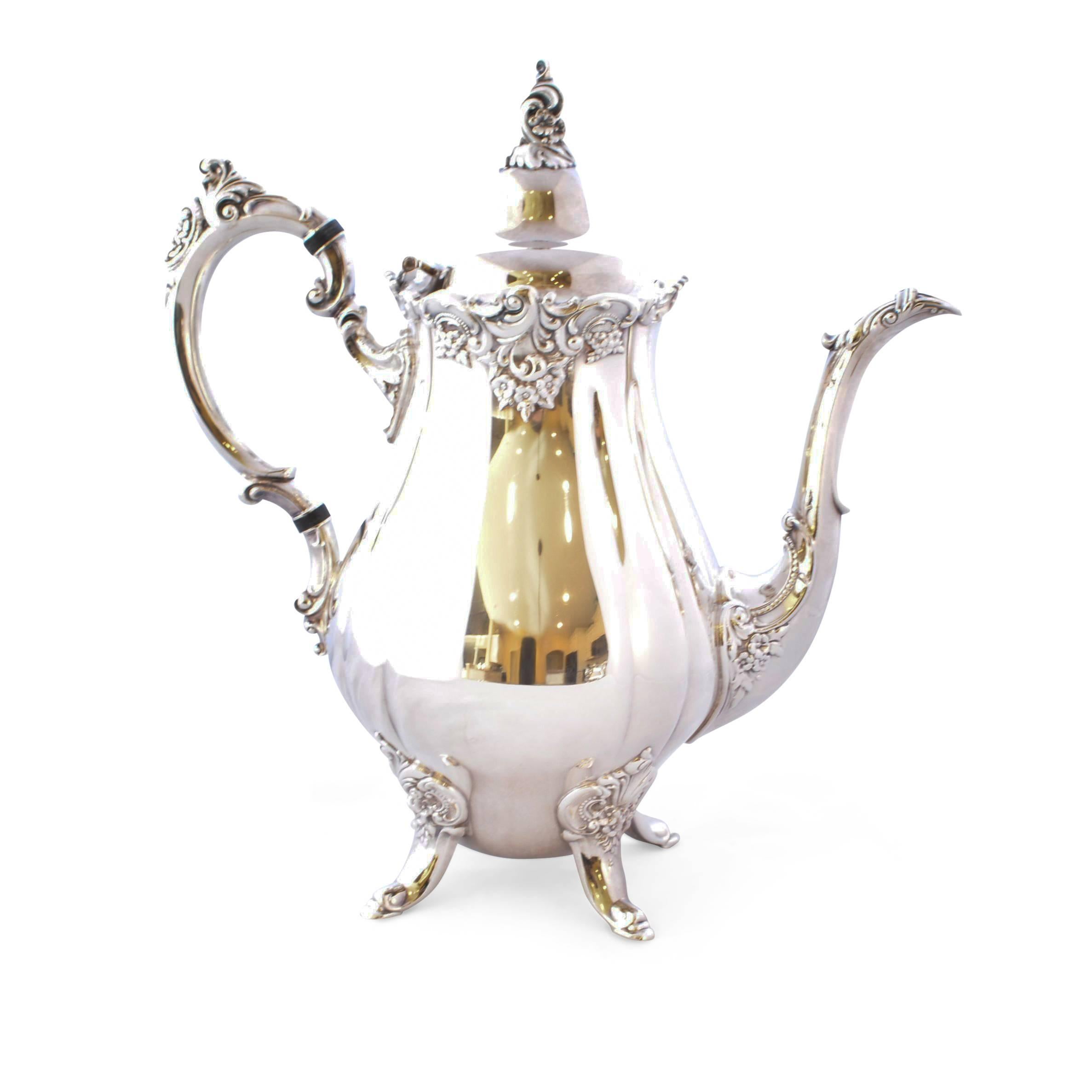 Mid-20th Century Wallace Baroque Silver Plate Tea Service