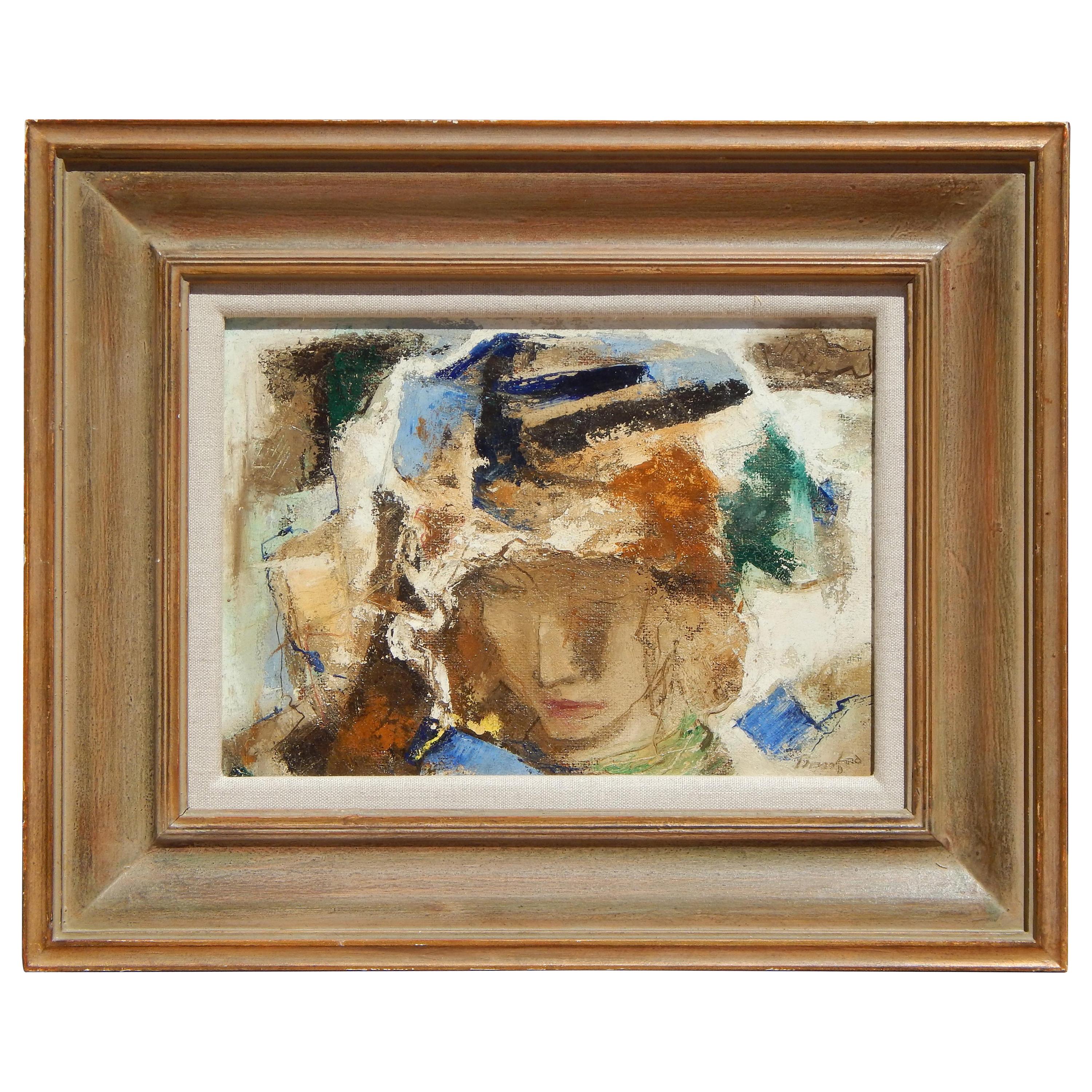 Wallace Bassford Modernist Painting, circa 1950s, Female Subject