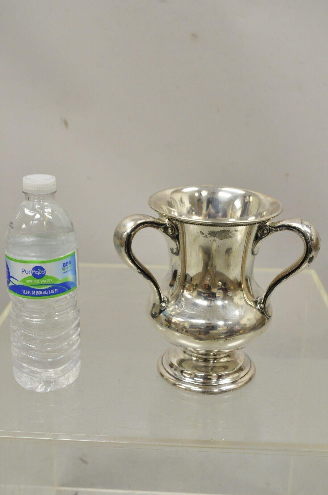 Wallace Brothers Silver Plated Three Handle Trophy Loving Cup Award 1st Prize. Item features rare triple handles, engraved on 2 sides: (Side 1) 