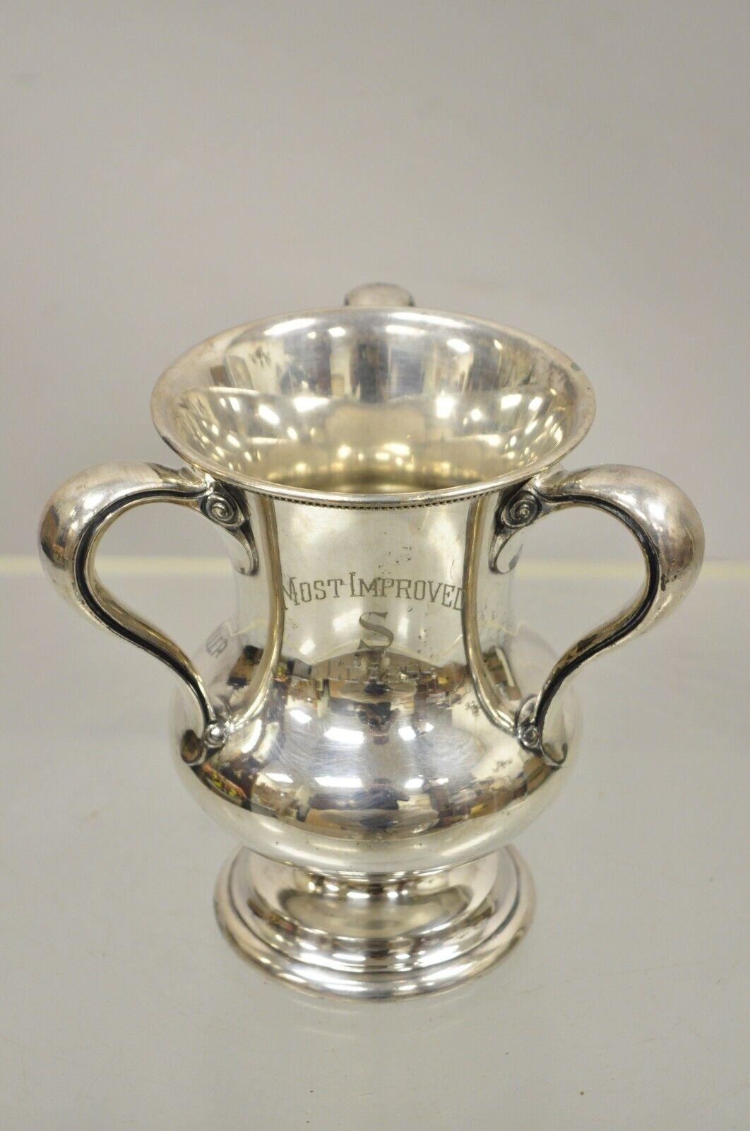 Regency Wallace Brothers Silver Plated Three Handle Trophy Loving Cup Award 1st Prize For Sale