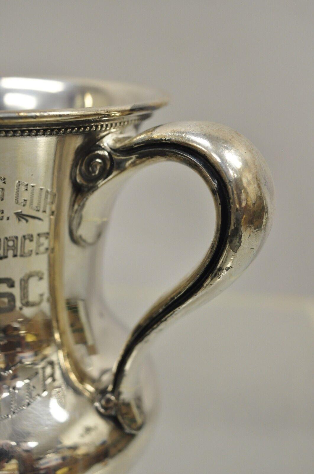 20th Century Wallace Brothers Silver Plated Three Handle Trophy Loving Cup Award 1st Prize For Sale