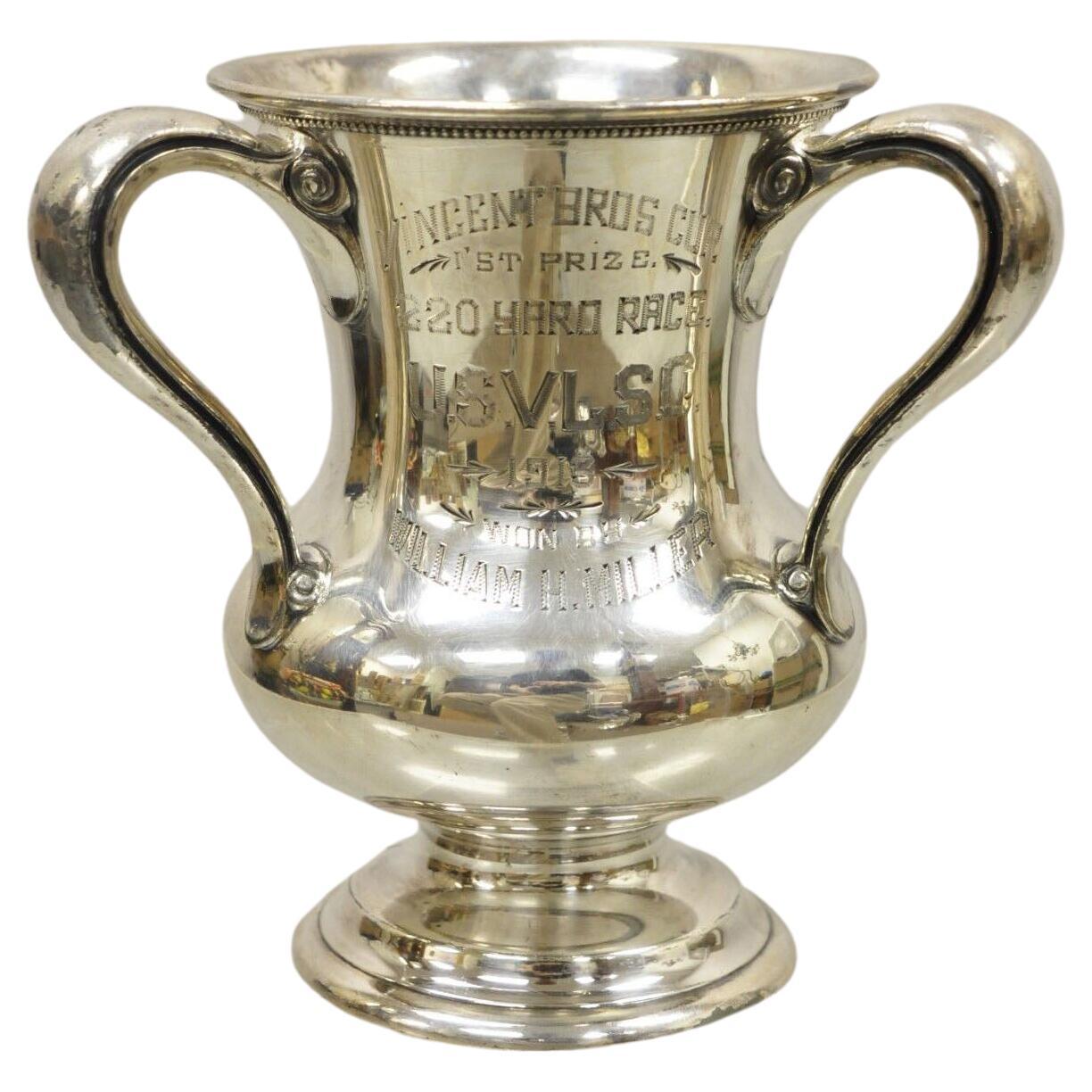 Wallace Brothers Silver Plated Three Handle Trophy Loving Cup Award 1st Prize For Sale
