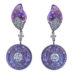 Bague et boucles d'oreilles Wallace Chan Cabochon Améthyste Diamant Titane